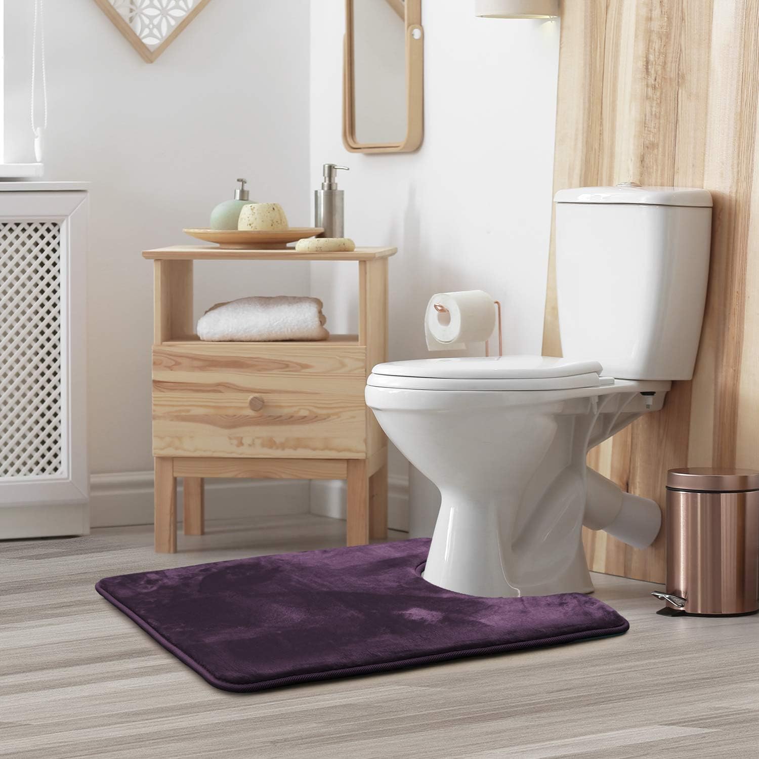 Clara Clark Bathroom Contour Rug, Ultra Soft Non Slip and Cozy, Velvet Memory Foam Toilet U-Shaped Bath Mat
