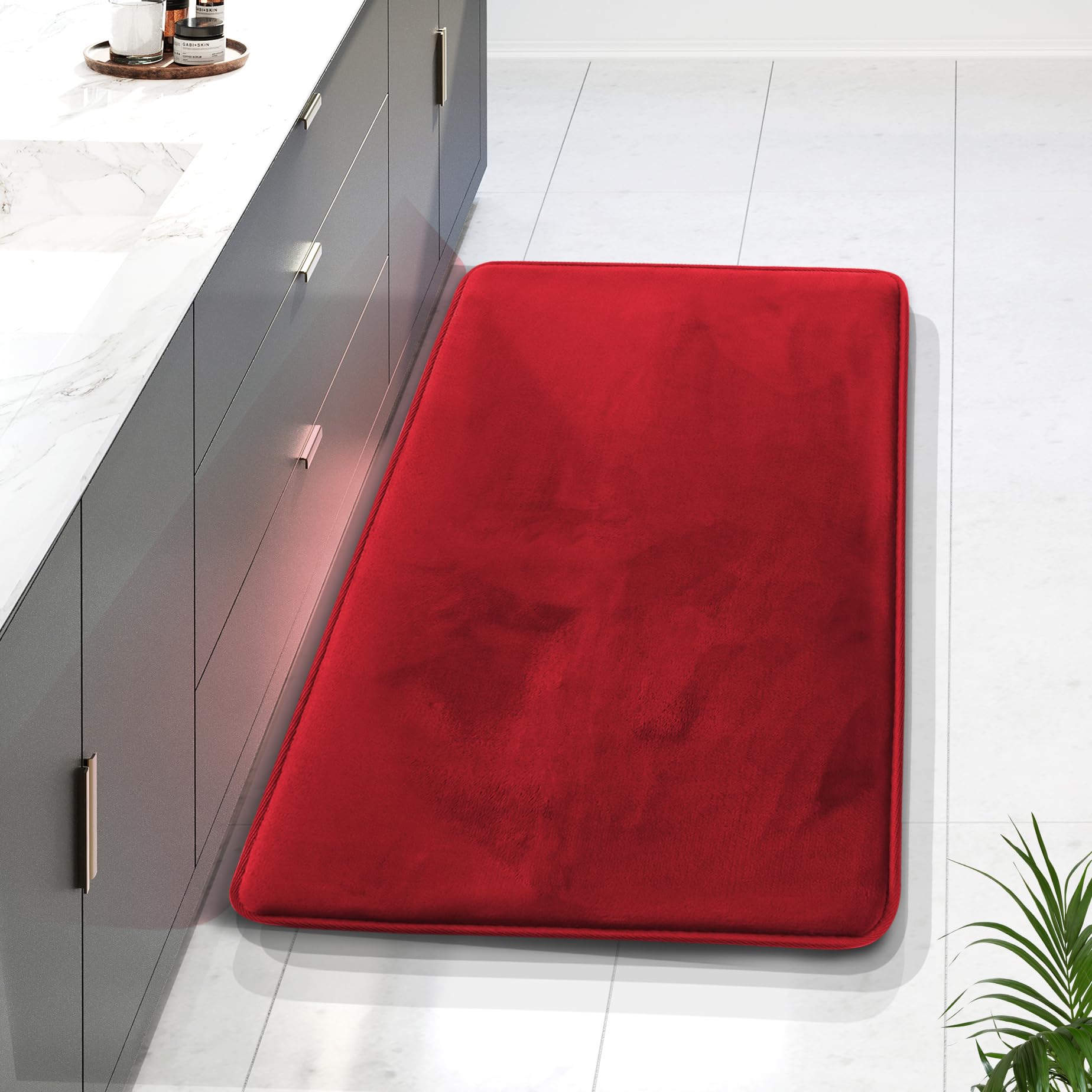Clara Clark 3 Piece Bathroom Rugs Bath Mat Set, Velvet Memory Foam Bath Mats for Bathroom - Non-Slip, PVC Backing Bath Rugs, Washable - Dries Quickly, Black