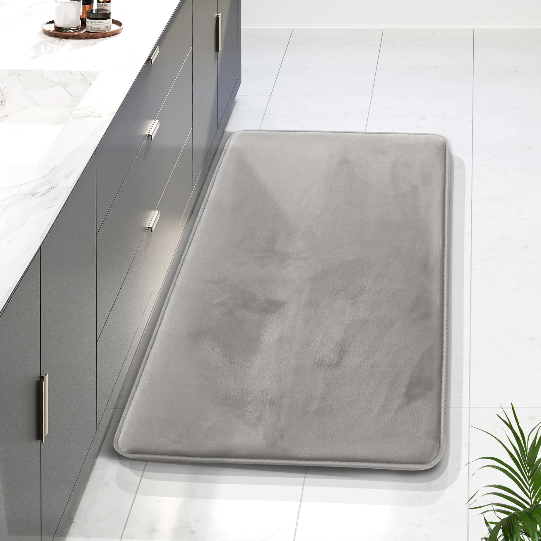 Clara Clark Bathroom Rugs, Velvet Memory Foam Bath Mat, Non-Slip Bath Rugs, Machine Wash, Dries Quickly, Ultra Soft Plush Bath Mats for Bathroom,