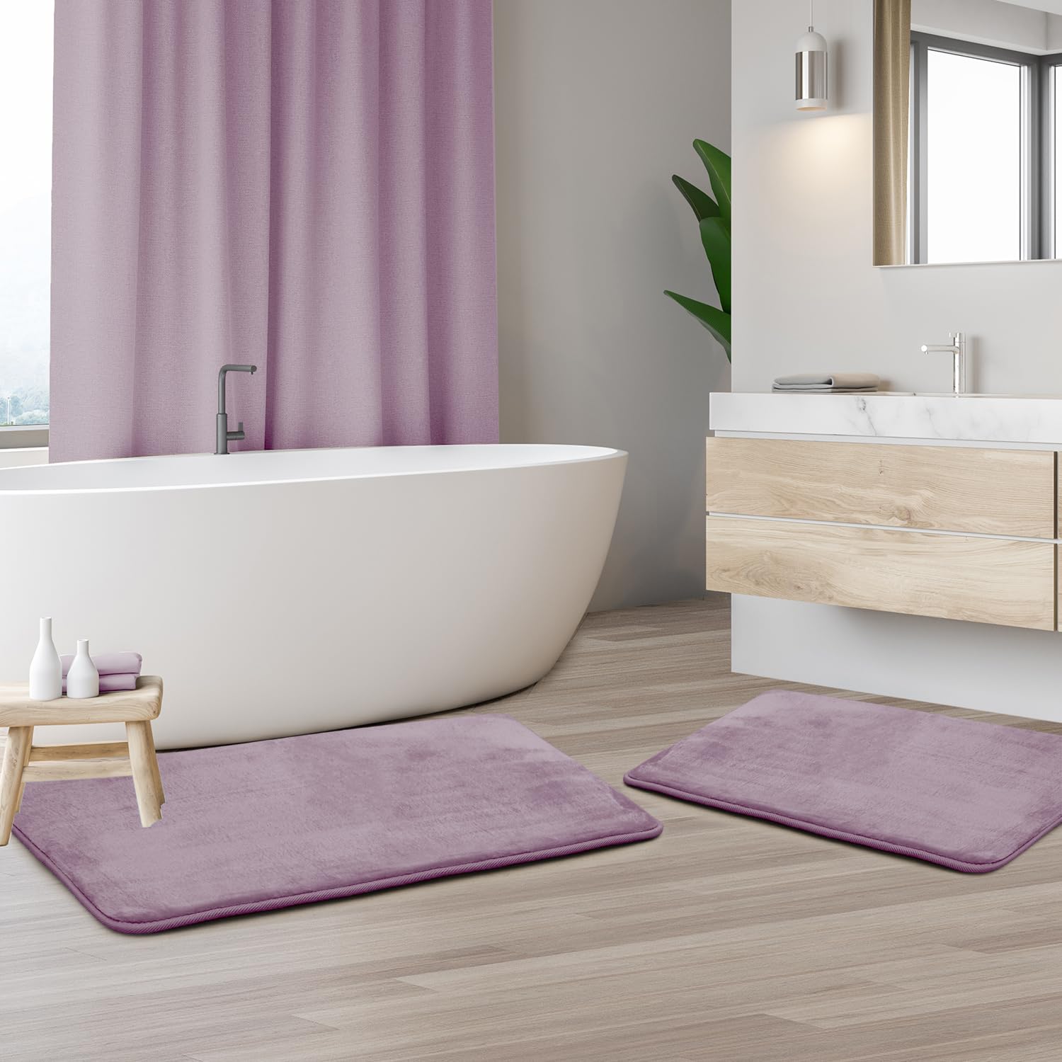 Clara Clark U-Shaped Contour Rug 24" x 19" - Memory Foam Bath Mat, Plush, Cozy, Ultra Soft, Non Slip, Perfect for U-Shaped Toilet Rug, Rugs for Bathroom, Machine Washable, Quick Dry - Blue Heaven