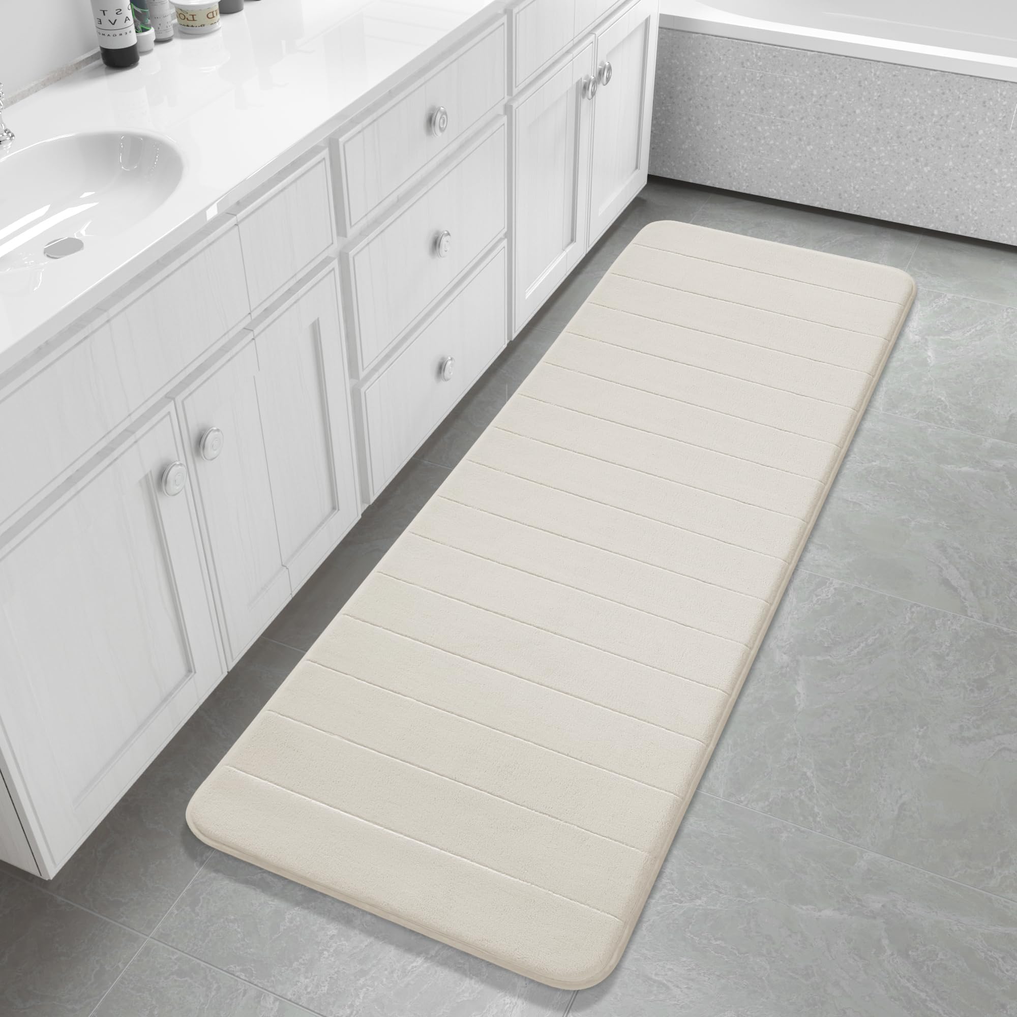 Yimobra Memory Foam Toilet Bath Mat U-Shaped, Commode Contour Rug, Soft and Comfortable, Super Water Absorption, Non-Slip, Thick, Machine Wash and Easier to Dry for Bathroom, 24 X 20 Inches, Grey