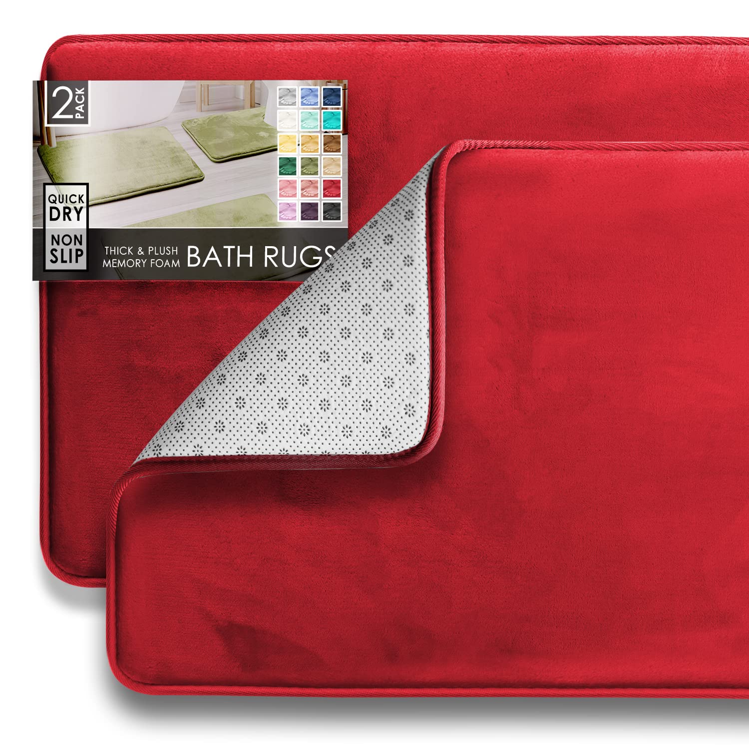 Clara Clark Bathroom Rugs, Velvet Memory Foam Bath Mat, Non-Slip Bath Rugs, Machine Wash, Dries Quickly, Ultra Soft Plush Bath Mats for Bathroom,