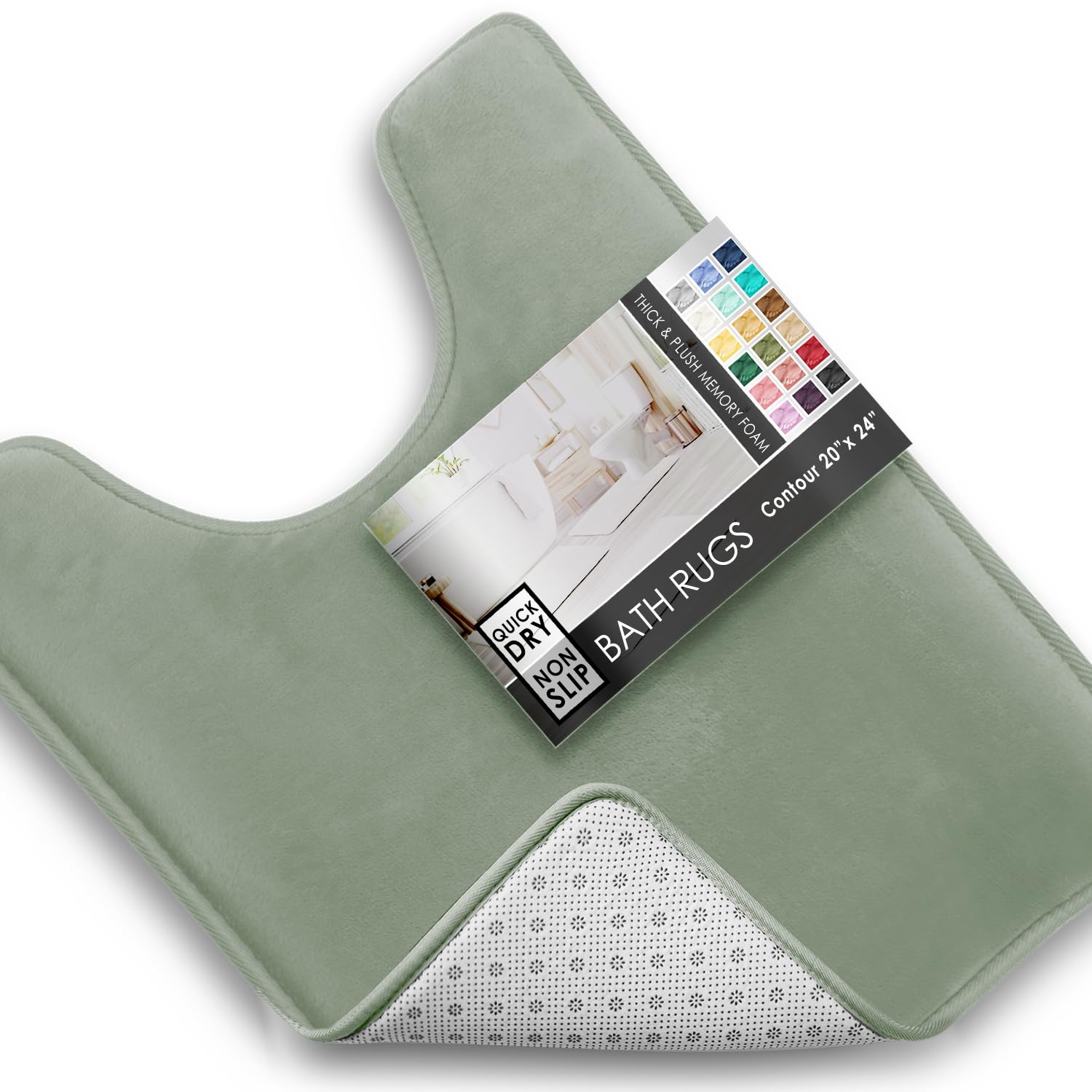 Clara Clark 3 Piece Bathroom Rugs Bath Mat Set, Velvet Memory Foam Bath Mats for Bathroom - Non-Slip, PVC Backing Bath Rugs, Washable - Dries Quickly, Black
