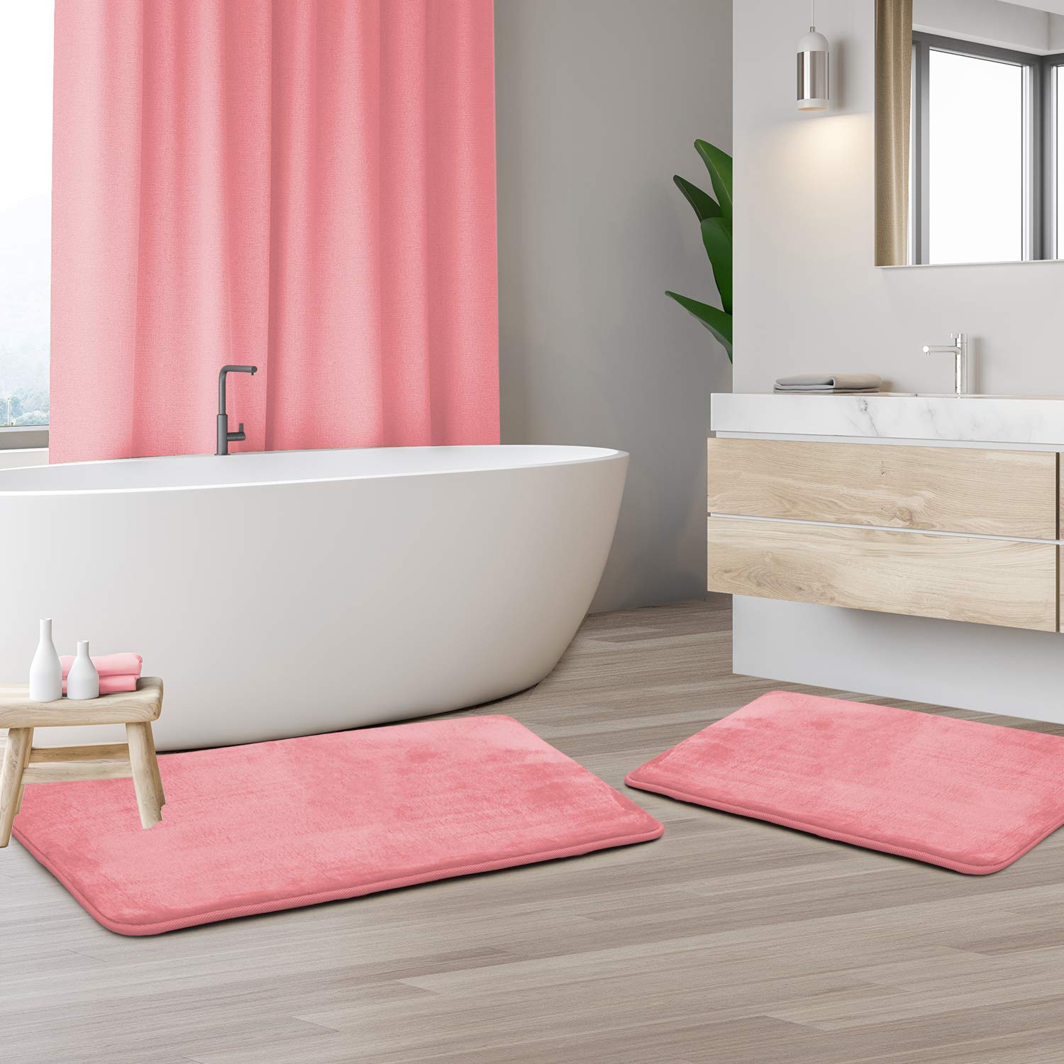 Clara Clark U-Shaped Contour Rug 24" x 19" - Memory Foam Bath Mat, Plush, Cozy, Ultra Soft, Non Slip, Perfect for U-Shaped Toilet Rug, Rugs for Bathroom, Machine Washable, Quick Dry - Blue Heaven