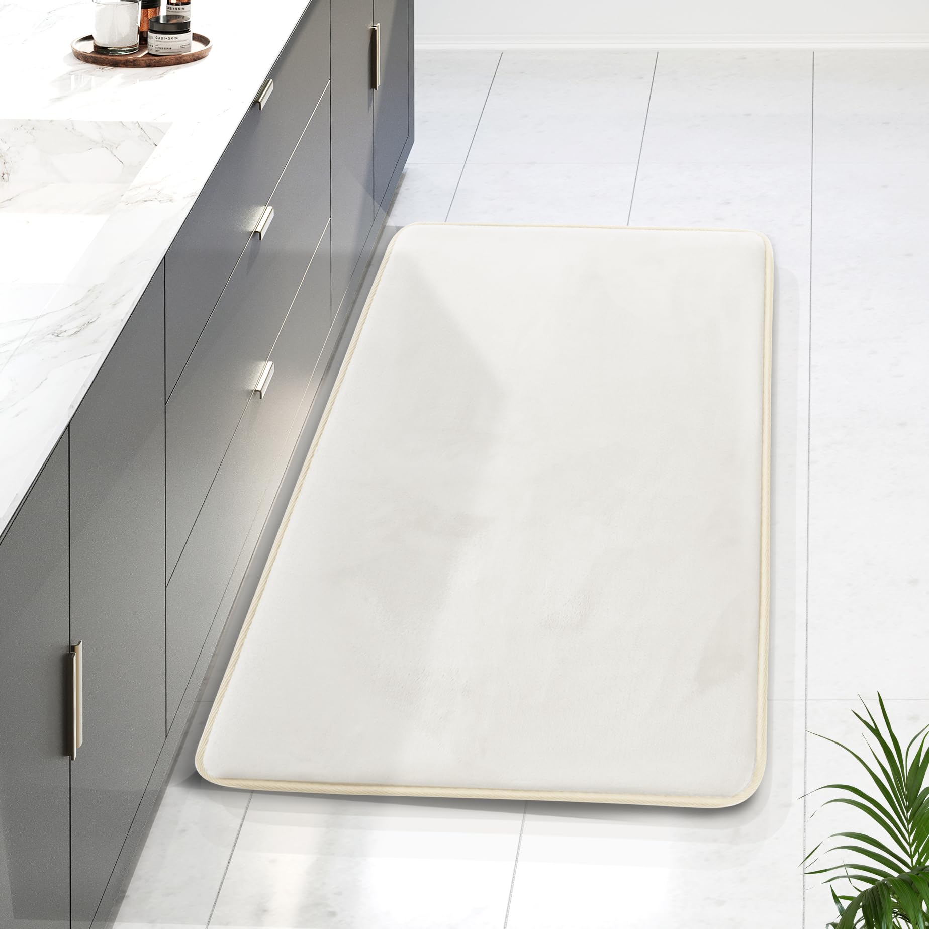 Clara Clark 3 Piece Bathroom Rugs Bath Mat Set, Velvet Memory Foam Bath Mats for Bathroom - Non-Slip, PVC Backing Bath Rugs, Washable - Dries Quickly, Black