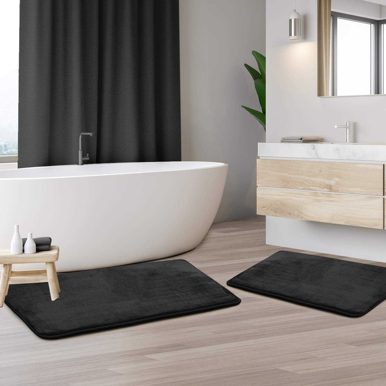 Clara Clark U-Shaped Contour Rug 24" x 19" - Memory Foam Bath Mat, Plush, Cozy, Ultra Soft, Non Slip, Perfect for U-Shaped Toilet Rug, Rugs for Bathroom, Machine Washable, Quick Dry - Blue Heaven