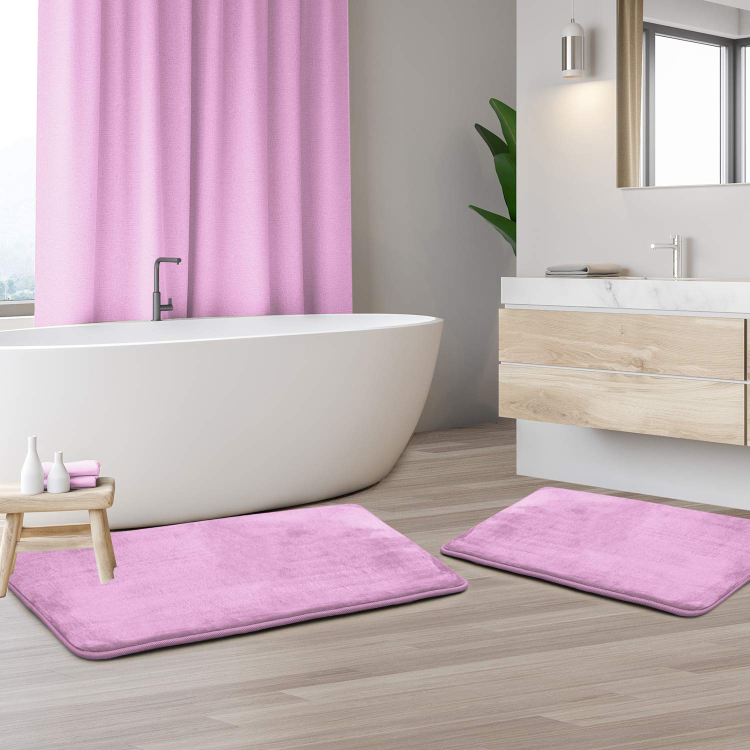Clara Clark U-Shaped Contour Rug 24" x 19" - Memory Foam Bath Mat, Plush, Cozy, Ultra Soft, Non Slip, Perfect for U-Shaped Toilet Rug, Rugs for Bathroom, Machine Washable, Quick Dry - Blue Heaven
