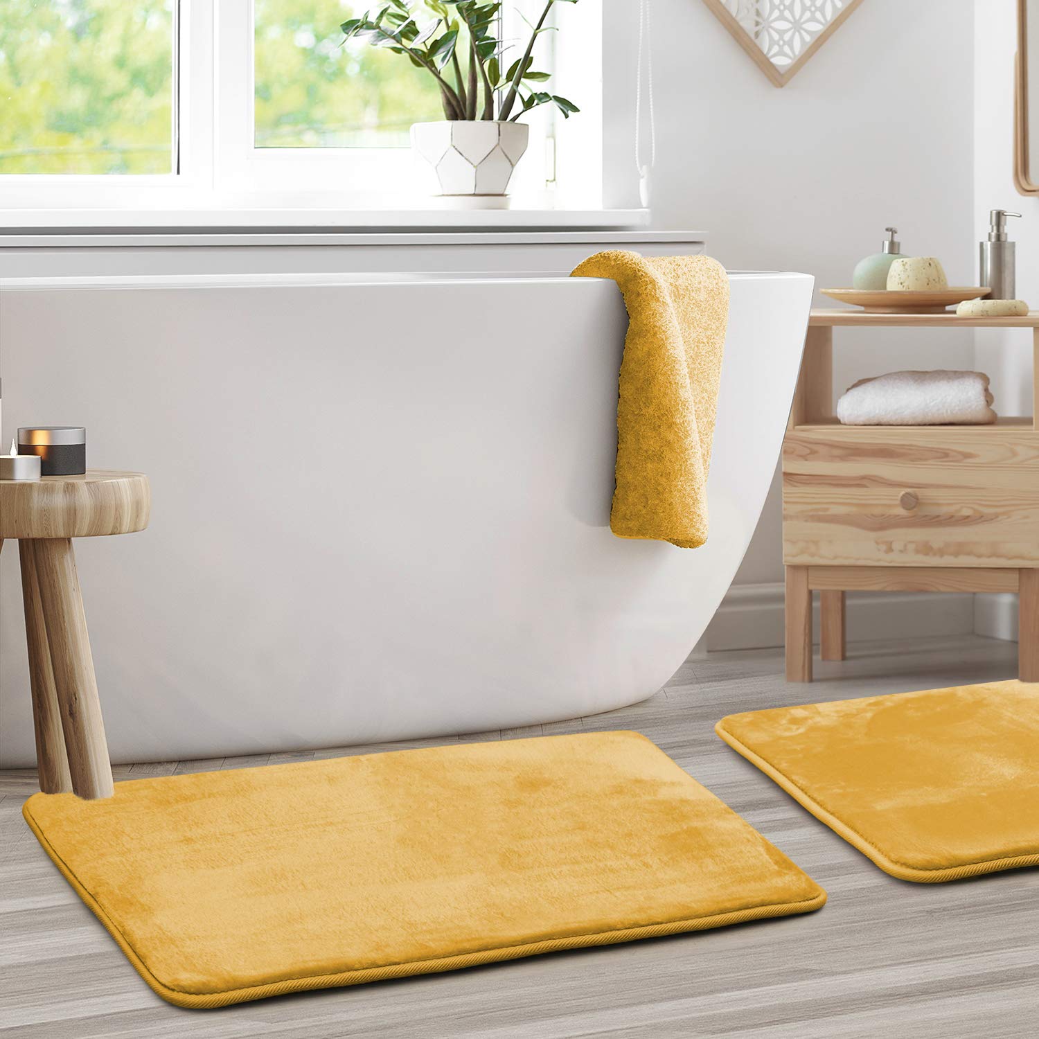 Clara Clark U-Shaped Contour Rug 24" x 19" - Memory Foam Bath Mat, Plush, Cozy, Ultra Soft, Non Slip, Perfect for U-Shaped Toilet Rug, Rugs for Bathroom, Machine Washable, Quick Dry - Blue Heaven