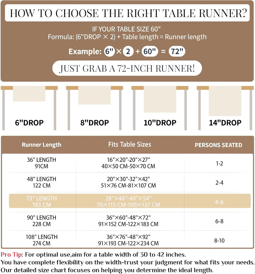 Bloss Boho Table Runner 72 Inches Long Farmhouse Rustic Tables Runner, Cream & Brown Cotton Table Runner, Woven Easter Summer Tables Runners for Kitchen Dining Table Decor,Coffee Table & Living Room