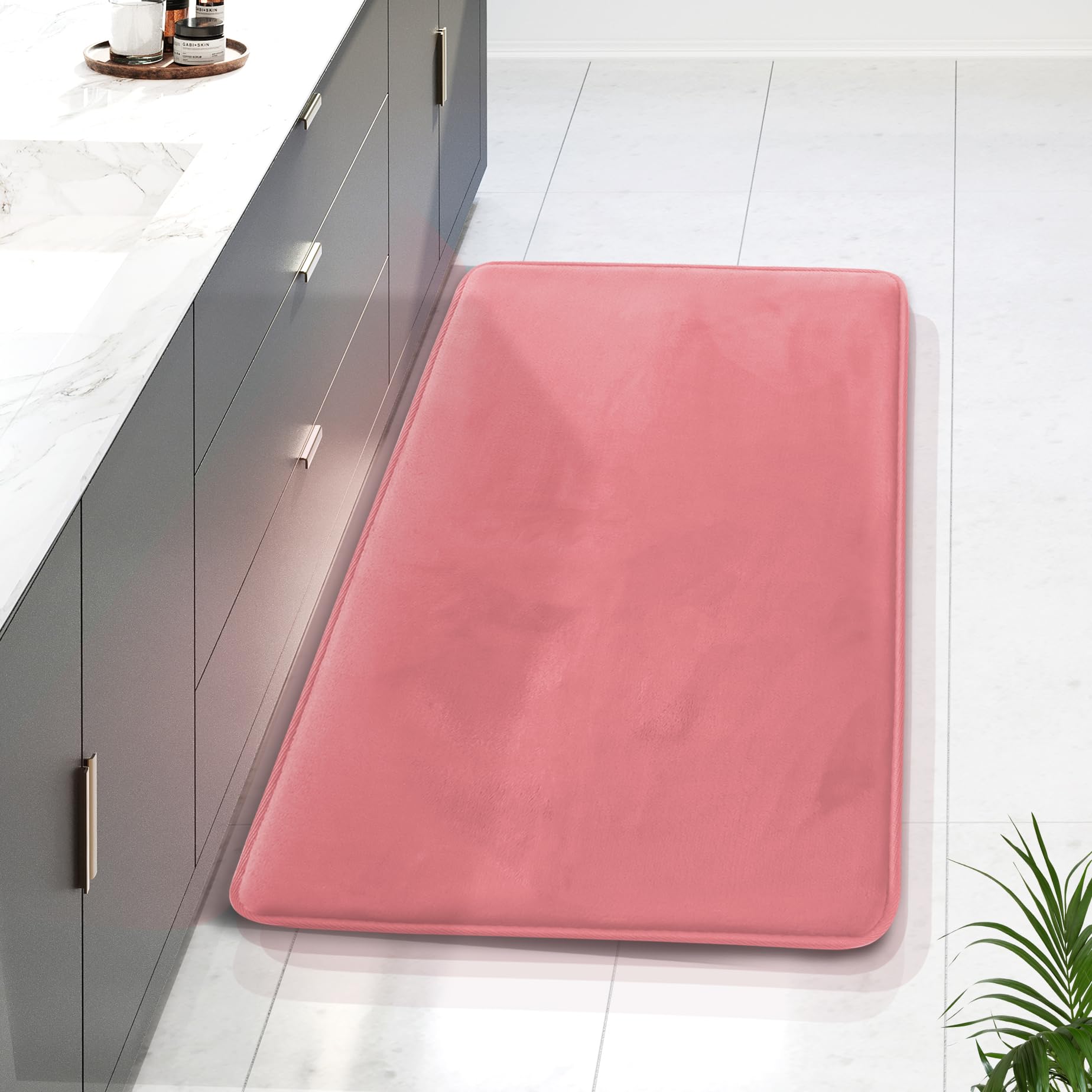 Clara Clark 3 Piece Bathroom Rugs Bath Mat Set, Velvet Memory Foam Bath Mats for Bathroom - Non-Slip, PVC Backing Bath Rugs, Washable - Dries Quickly, Black