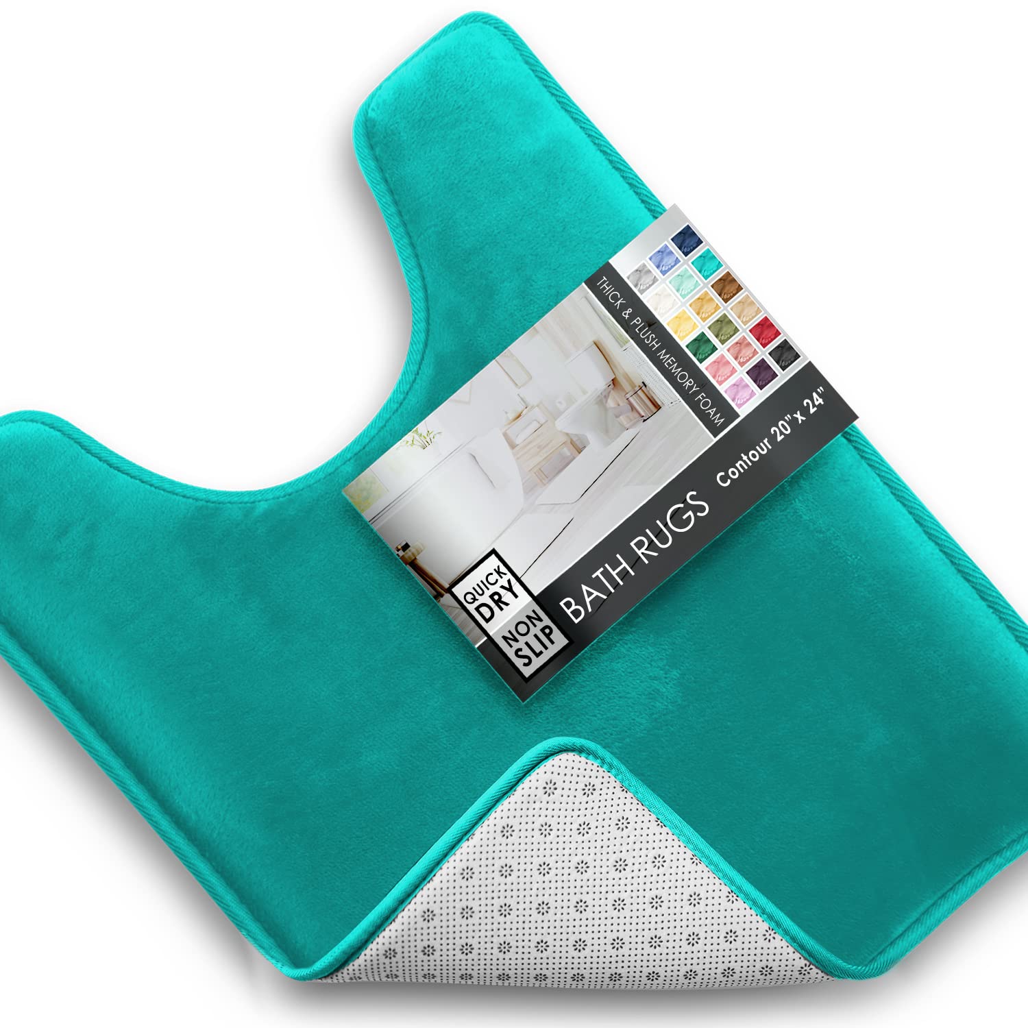 Clara Clark 3 Piece Bathroom Rugs Bath Mat Set, Velvet Memory Foam Bath Mats for Bathroom - Non-Slip, PVC Backing Bath Rugs, Washable - Dries Quickly, Black