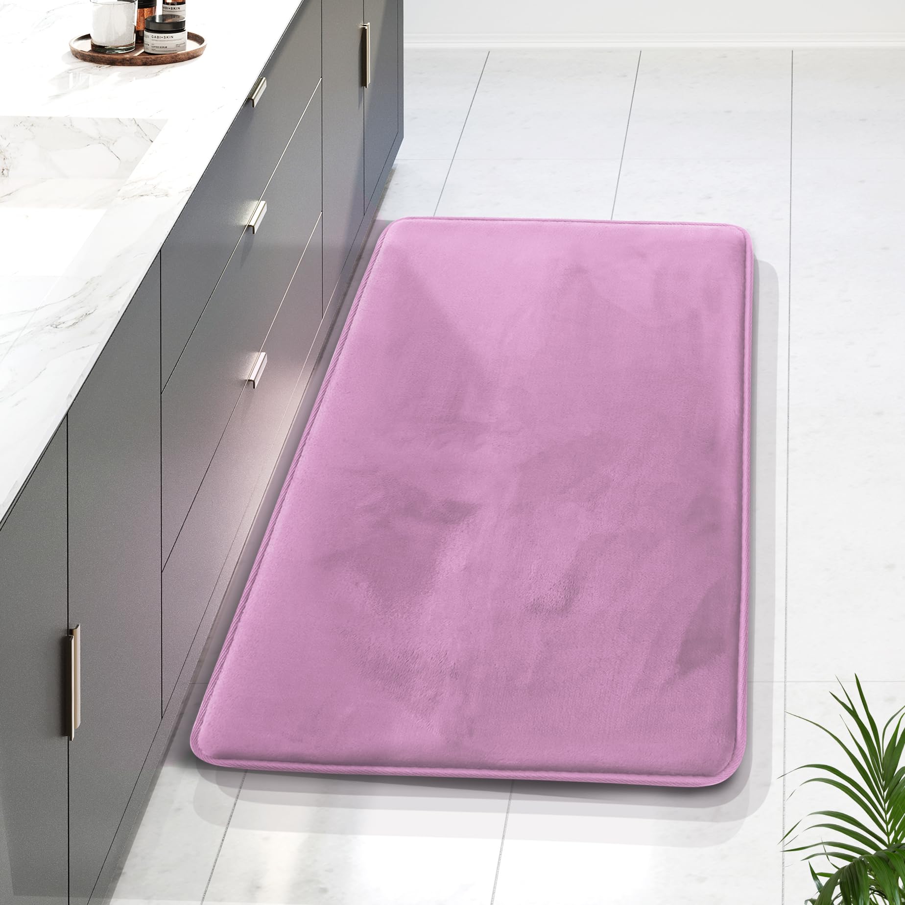 Clara Clark 3 Piece Bathroom Rugs Bath Mat Set, Velvet Memory Foam Bath Mats for Bathroom - Non-Slip, PVC Backing Bath Rugs, Washable - Dries Quickly, Black