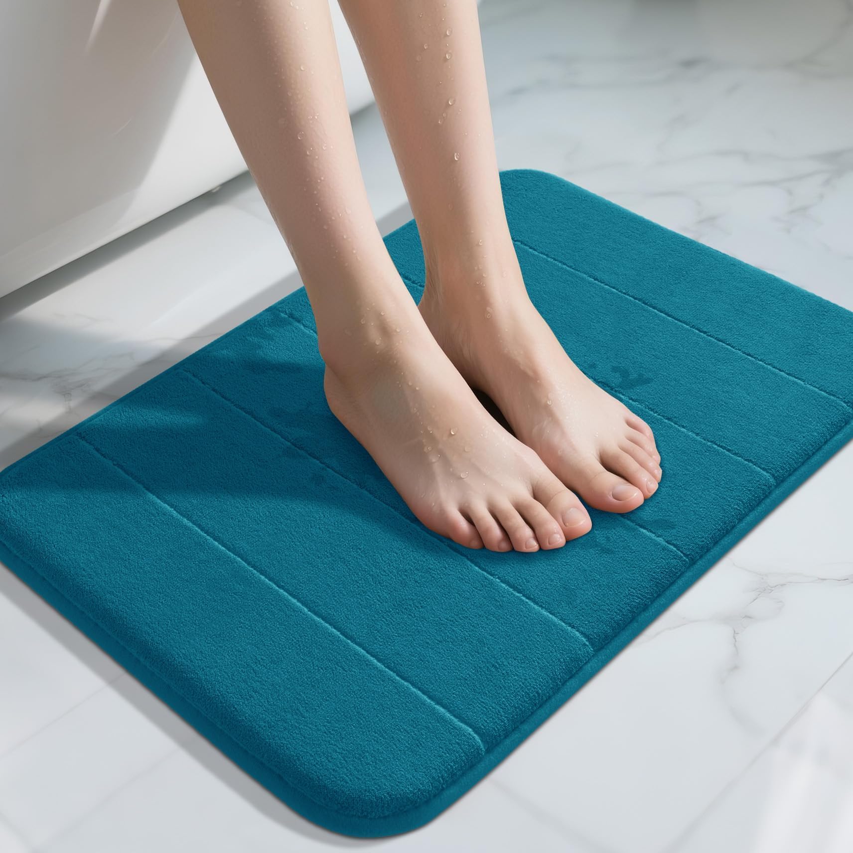 Yimobra Memory Foam Toilet Bath Mat U-Shaped, Commode Contour Rug, Soft and Comfortable, Super Water Absorption, Non-Slip, Thick, Machine Wash and Easier to Dry for Bathroom, 24 X 20 Inches, Grey