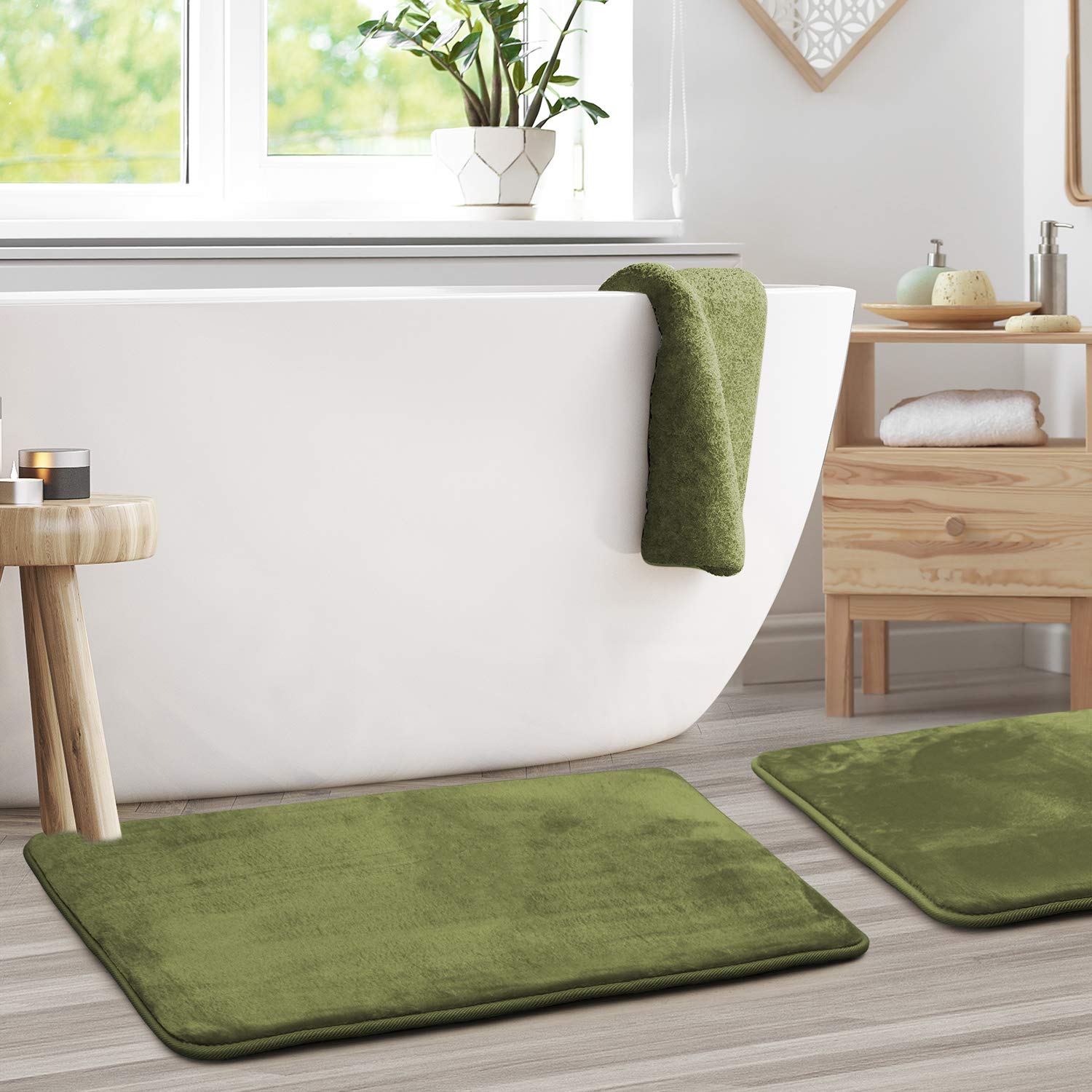 Clara Clark U-Shaped Contour Rug 24" x 19" - Memory Foam Bath Mat, Plush, Cozy, Ultra Soft, Non Slip, Perfect for U-Shaped Toilet Rug, Rugs for Bathroom, Machine Washable, Quick Dry - Blue Heaven