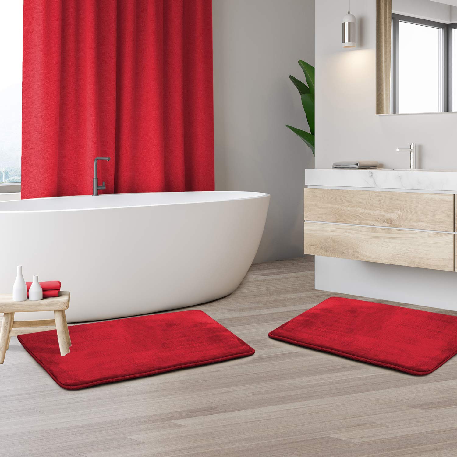 Clara Clark U-Shaped Contour Rug 24" x 19" - Memory Foam Bath Mat, Plush, Cozy, Ultra Soft, Non Slip, Perfect for U-Shaped Toilet Rug, Rugs for Bathroom, Machine Washable, Quick Dry - Blue Heaven