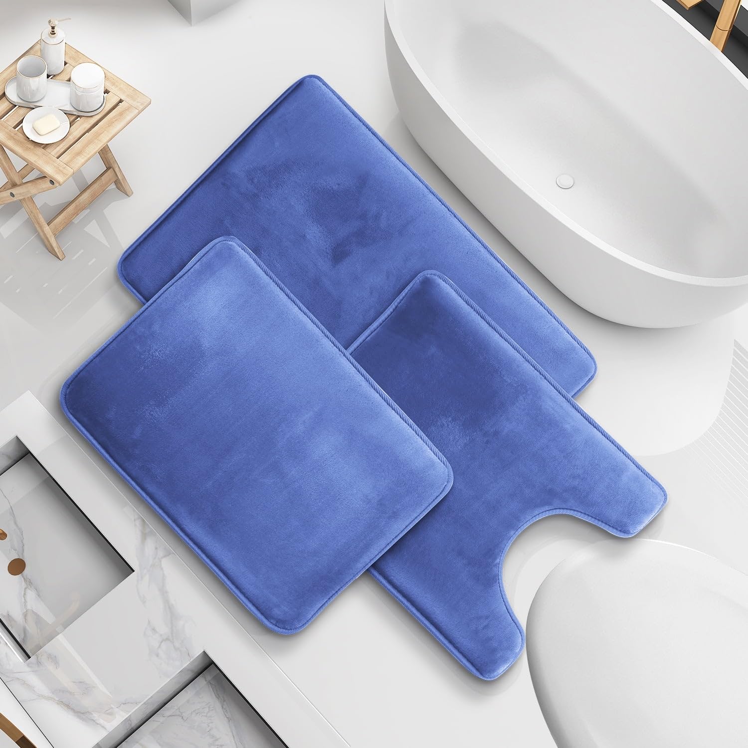 Nestl 1 Contour Bath Rug, Absorbent Memory Foam Bath Mat Bathroom Rug, Gray, 24"x20"