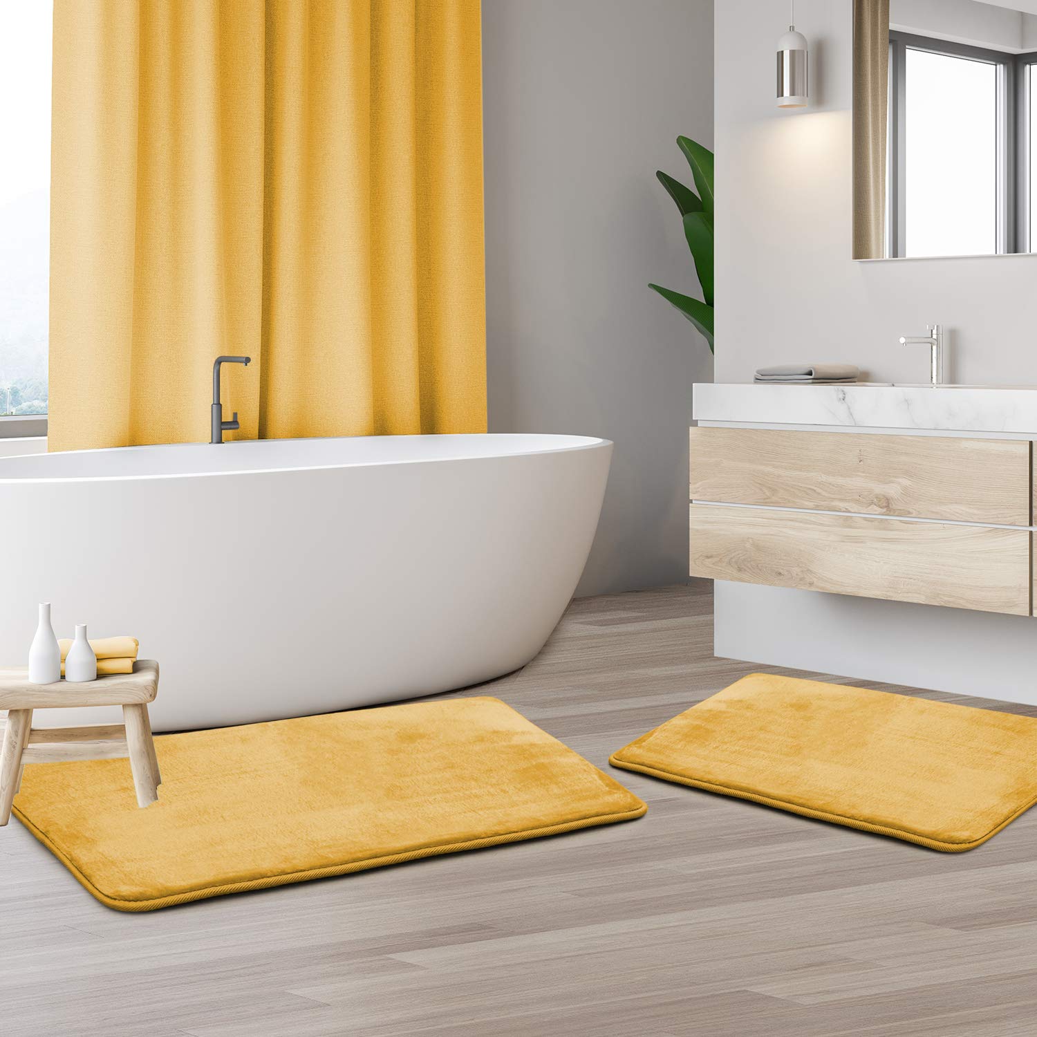 Clara Clark U-Shaped Contour Rug 24" x 19" - Memory Foam Bath Mat, Plush, Cozy, Ultra Soft, Non Slip, Perfect for U-Shaped Toilet Rug, Rugs for Bathroom, Machine Washable, Quick Dry - Blue Heaven