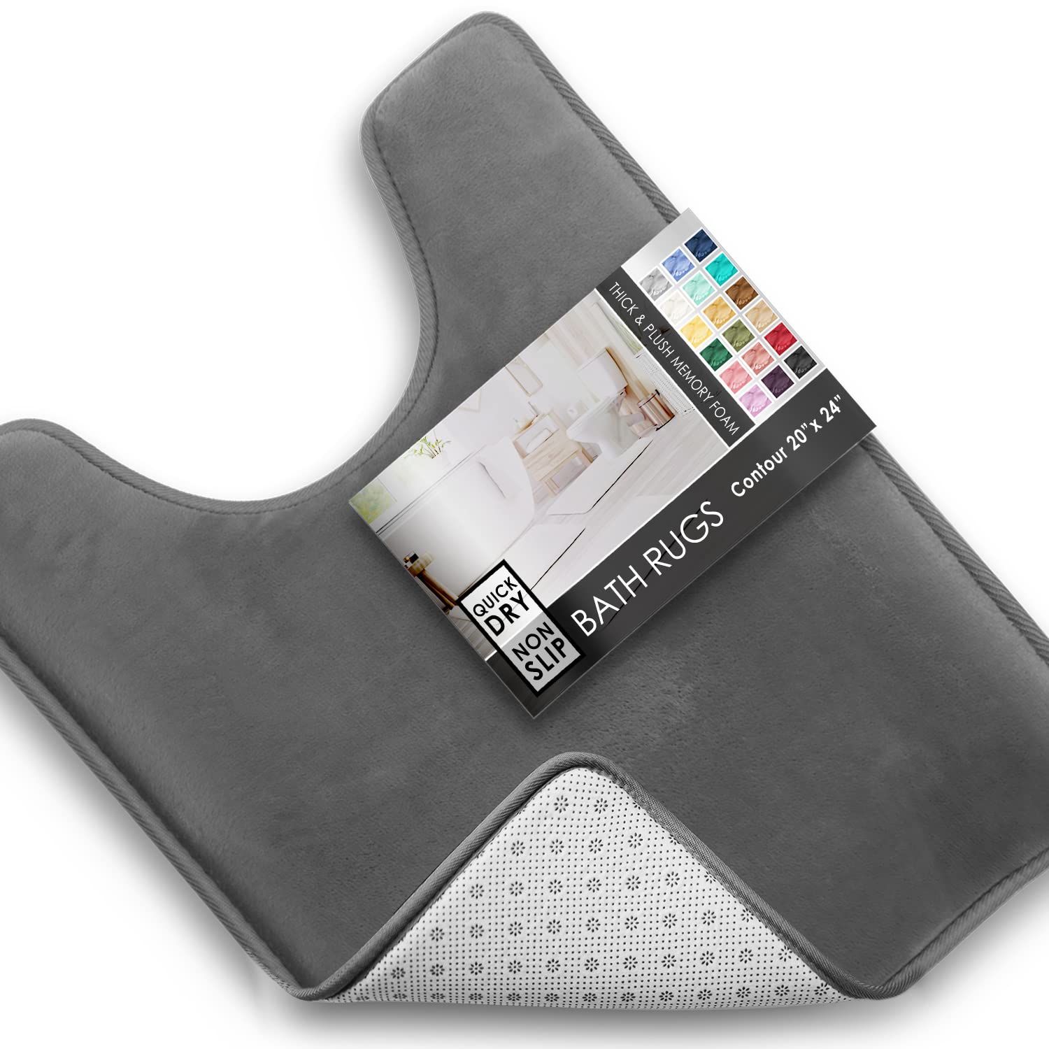 Clara Clark Bathroom Rugs, Velvet Memory Foam Bath Mat, Non-Slip Bath Rugs, Machine Wash, Dries Quickly, Ultra Soft Plush Bath Mats for Bathroom,