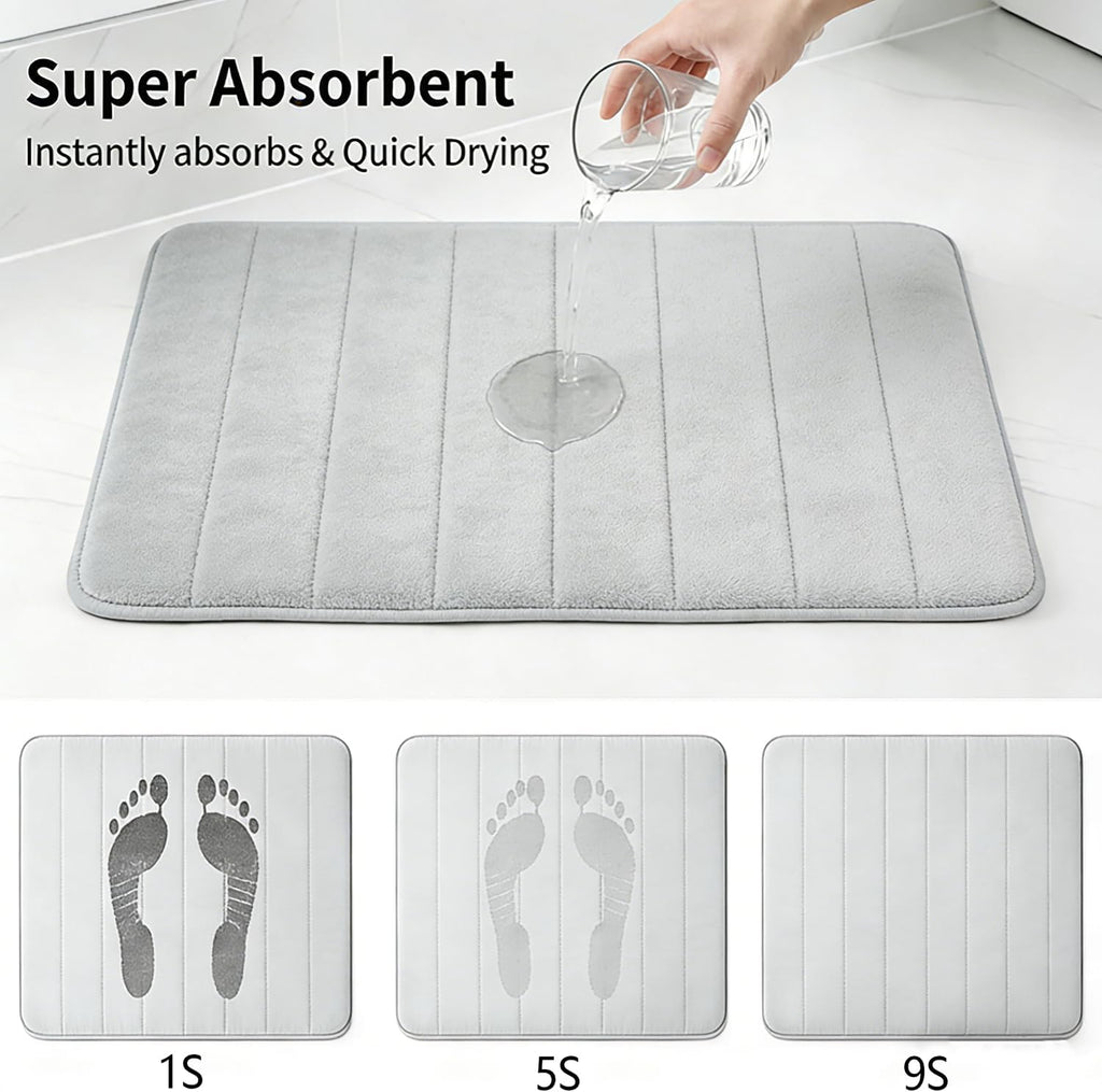 Memory Foam Bath Mat Set 3 Piece，Super Soft Absorbent Bathroom Rug Non Slip, Quick Dry,Machine Wash, Perfect Plush Bathroom Rugs,Home Decor Accessories,Grey