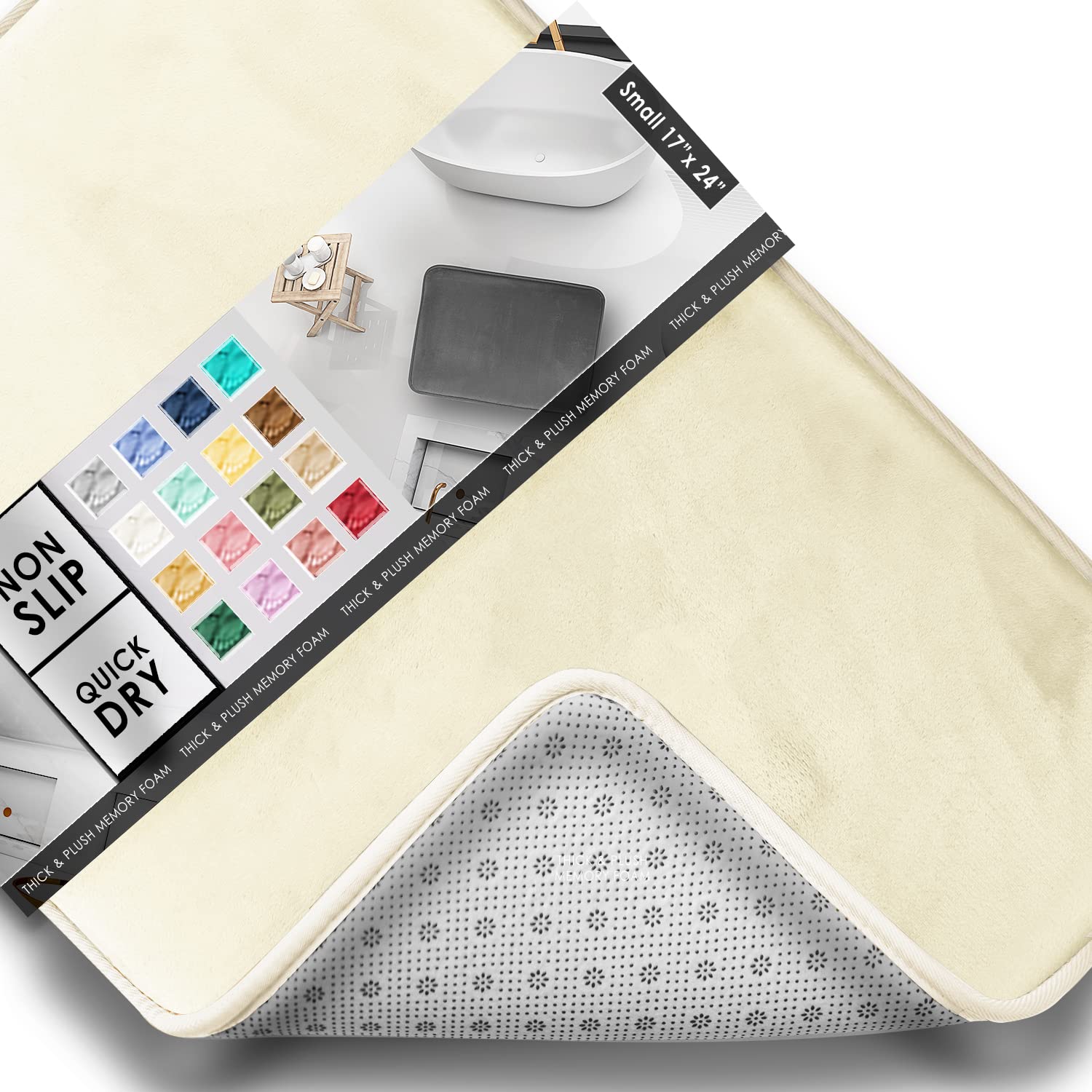 Clara Clark Bathroom Rugs, Velvet Memory Foam Bath Mat, Non-Slip Bath Rugs, Machine Wash, Dries Quickly, Ultra Soft Plush Bath Mats for Bathroom,
