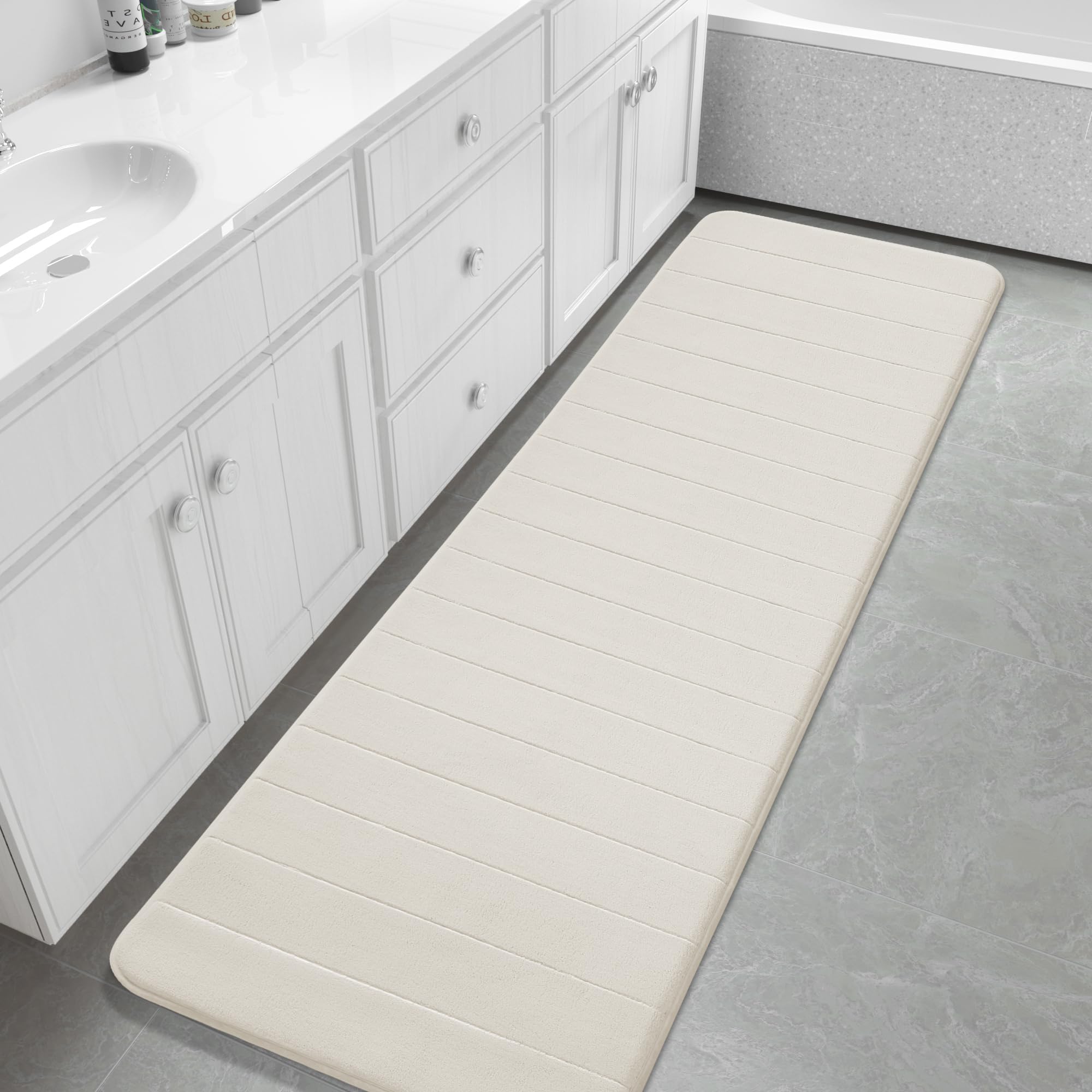Yimobra Memory Foam Toilet Bath Mat U-Shaped, Soft and Comfortable, Super Water Absorption, Non-Slip, Thick, Machine Wash and Easier to Dry for Bathroom Commode Contour Rug, 24 X 20 Inches, Black