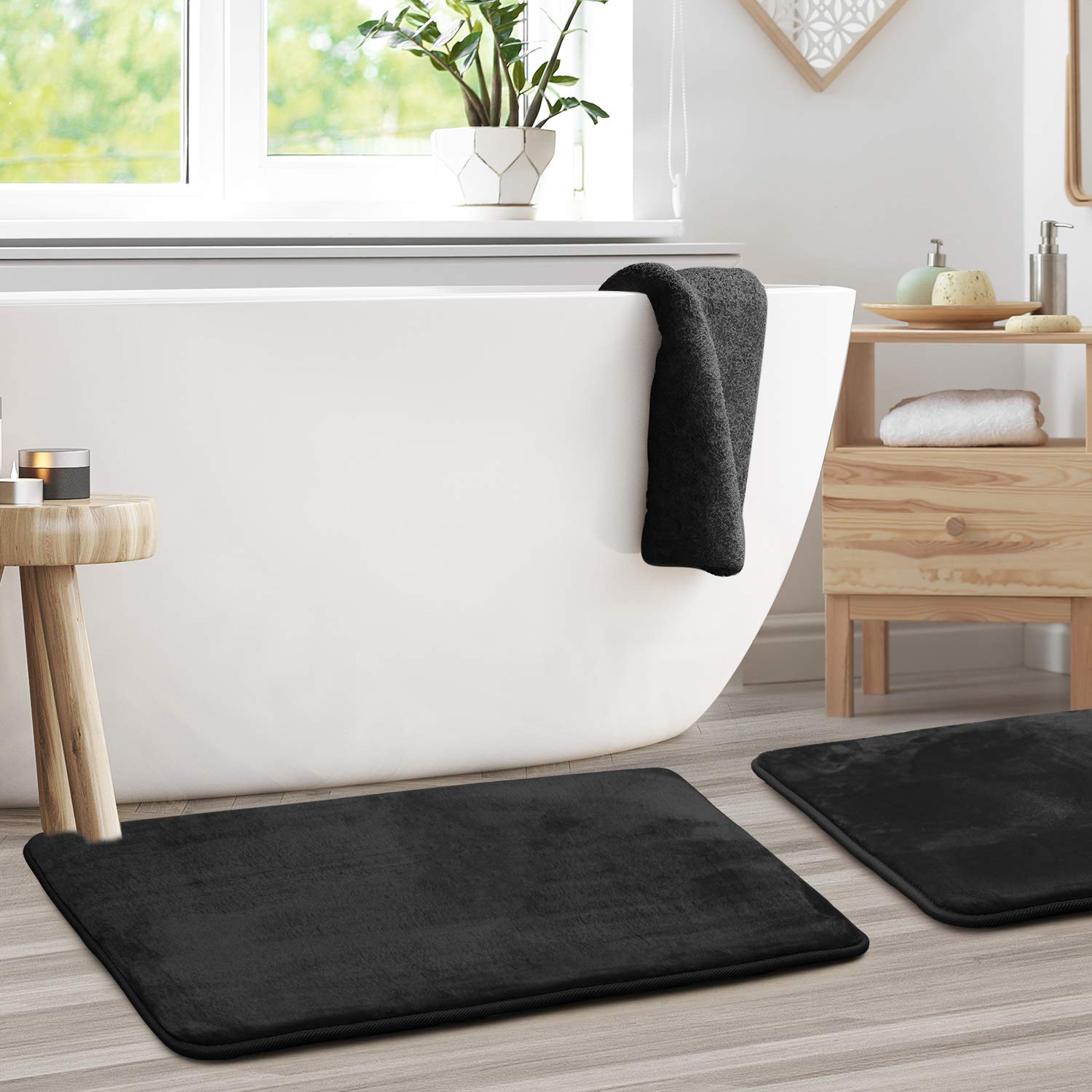 Clara Clark U-Shaped Contour Rug 24" x 19" - Memory Foam Bath Mat, Plush, Cozy, Ultra Soft, Non Slip, Perfect for U-Shaped Toilet Rug, Rugs for Bathroom, Machine Washable, Quick Dry - Blue Heaven