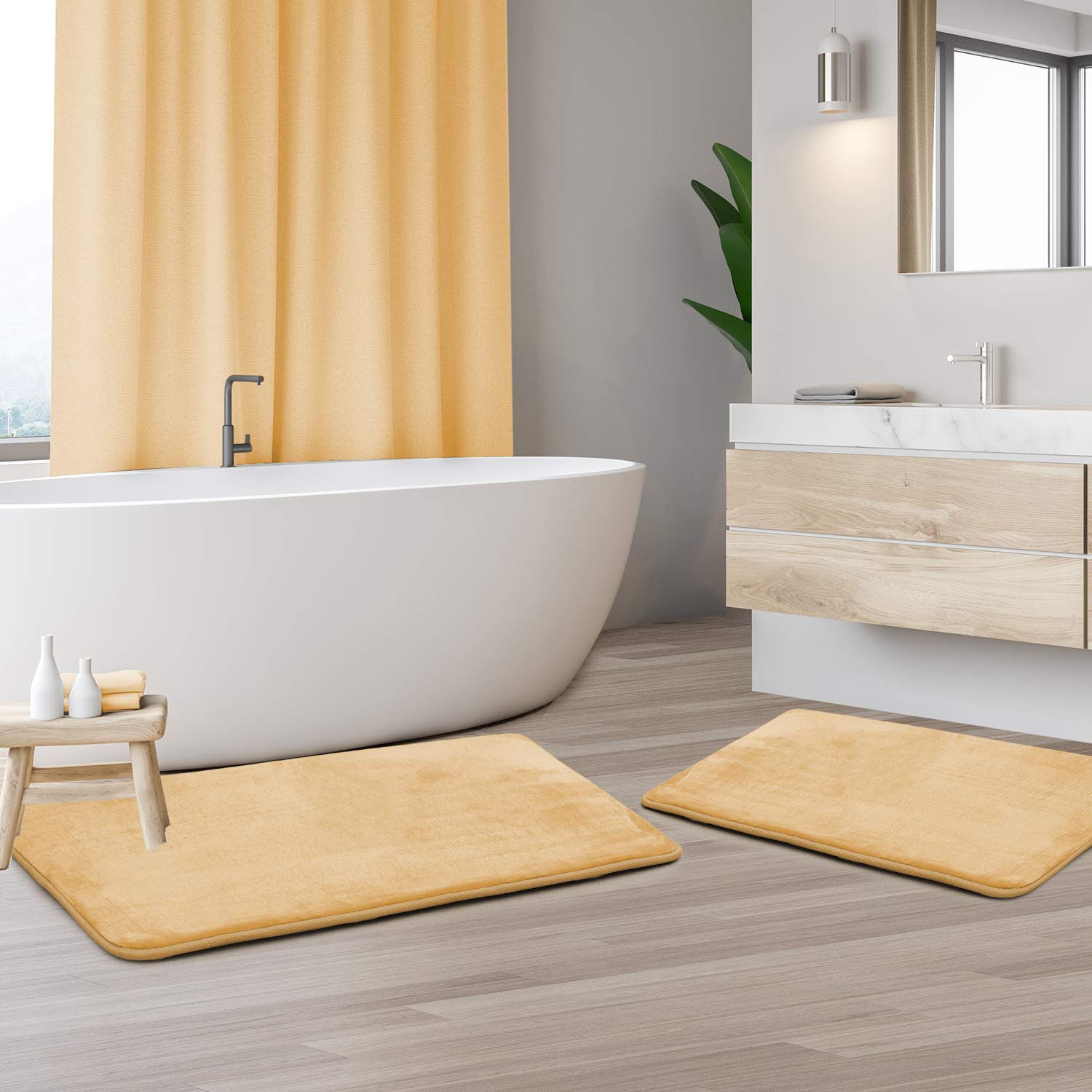 Clara Clark U-Shaped Contour Rug 24" x 19" - Memory Foam Bath Mat, Plush, Cozy, Ultra Soft, Non Slip, Perfect for U-Shaped Toilet Rug, Rugs for Bathroom, Machine Washable, Quick Dry - Blue Heaven