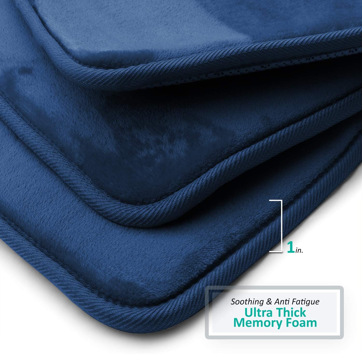 Clara Clark U-Shaped Contour Rug 24" x 19" - Memory Foam Bath Mat, Plush, Cozy, Ultra Soft, Non Slip, Perfect for U-Shaped Toilet Rug, Rugs for Bathroom, Machine Washable, Quick Dry - Blue Heaven