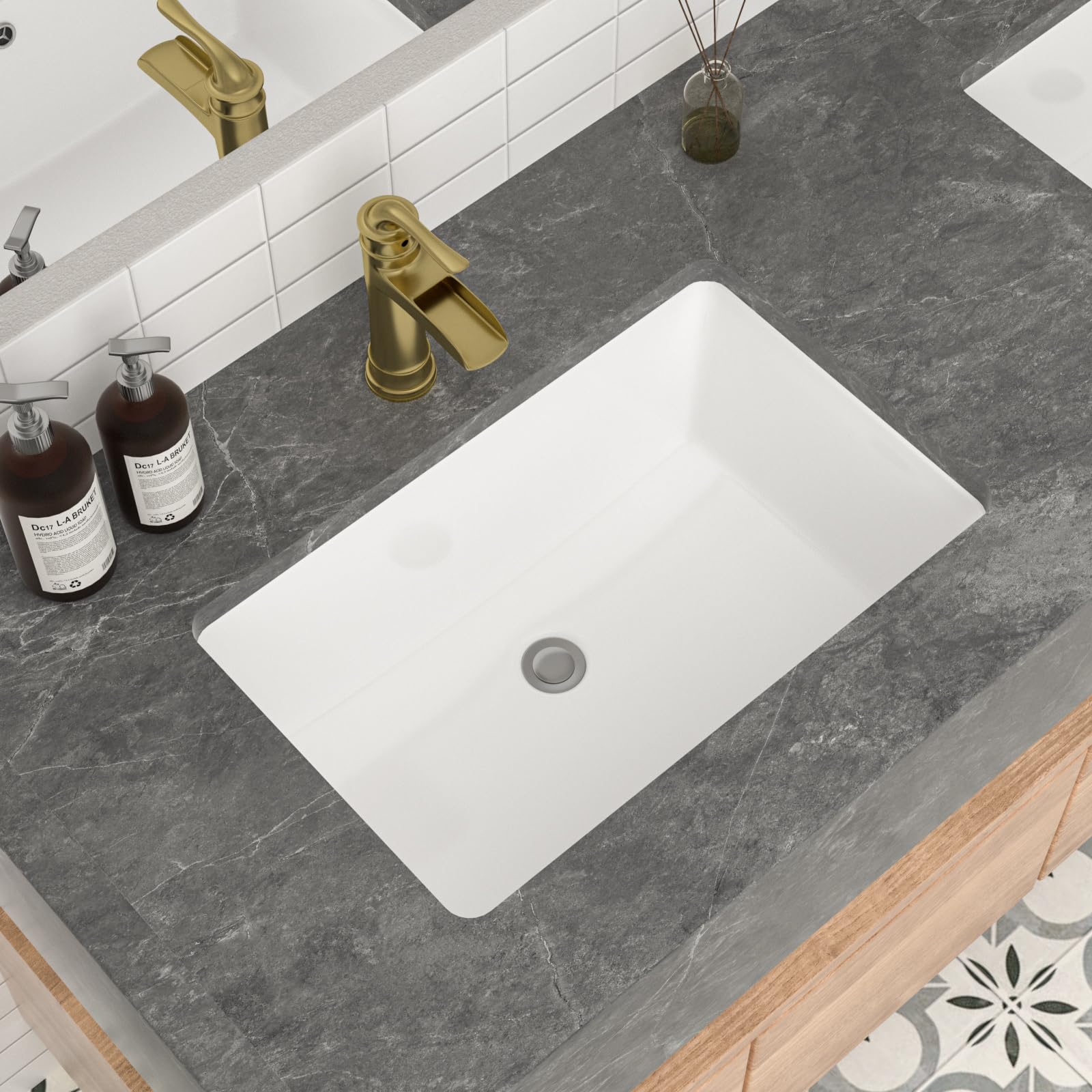 Mocoloo 21"x16" Wall Mounted Bathroom Sink White Rectangle Porcelain ADA Compliant Ceramic Bathroom Sinks Floating Vanity Sink for Lavatory Room Basin