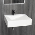 36"x19" Wall Mounted Bathroom Vanity with Sink Stone Resin Floating Vanity Basin Modern Rectangular Vessel White Trough