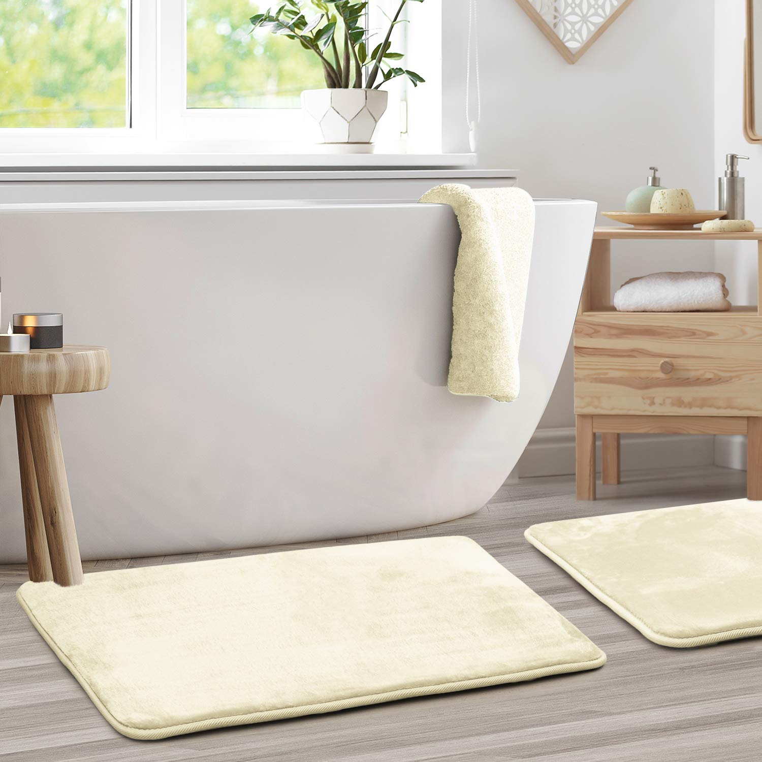 Clara Clark U-Shaped Contour Rug 24" x 19" - Memory Foam Bath Mat, Plush, Cozy, Ultra Soft, Non Slip, Perfect for U-Shaped Toilet Rug, Rugs for Bathroom, Machine Washable, Quick Dry - Blue Heaven