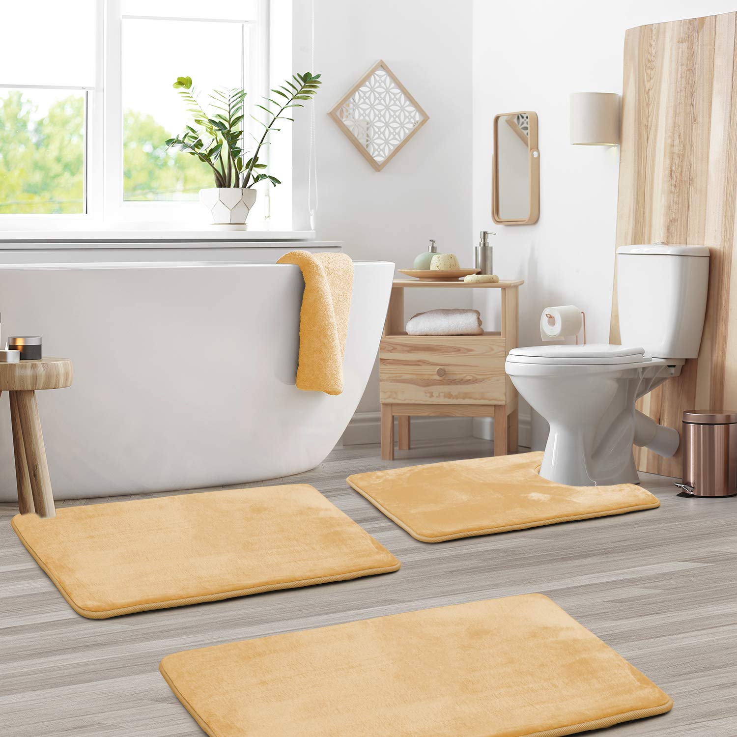Clara Clark U-Shaped Contour Rug 24" x 19" - Memory Foam Bath Mat, Plush, Cozy, Ultra Soft, Non Slip, Perfect for U-Shaped Toilet Rug, Rugs for Bathroom, Machine Washable, Quick Dry - Blue Heaven
