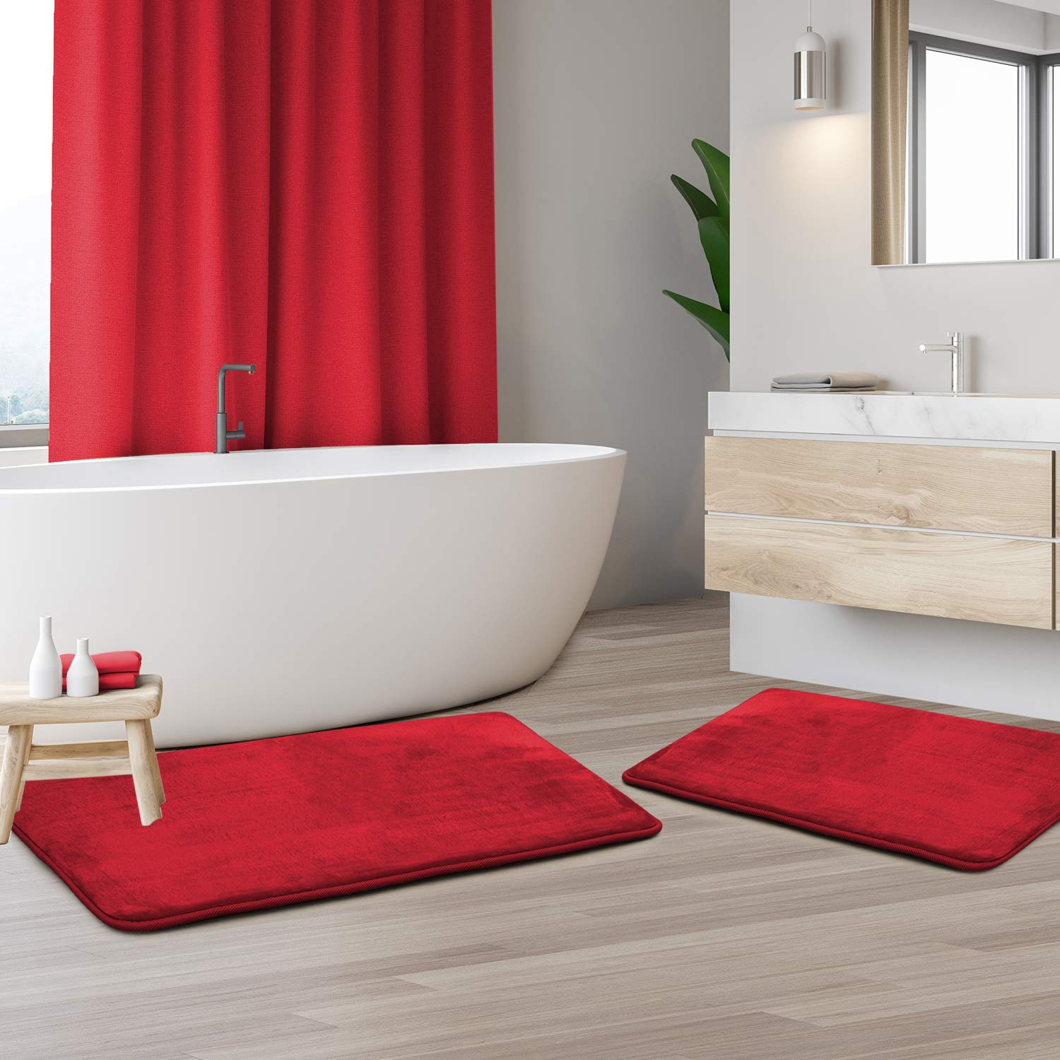 Clara Clark U-Shaped Contour Rug 24" x 19" - Memory Foam Bath Mat, Plush, Cozy, Ultra Soft, Non Slip, Perfect for U-Shaped Toilet Rug, Rugs for Bathroom, Machine Washable, Quick Dry - Blue Heaven