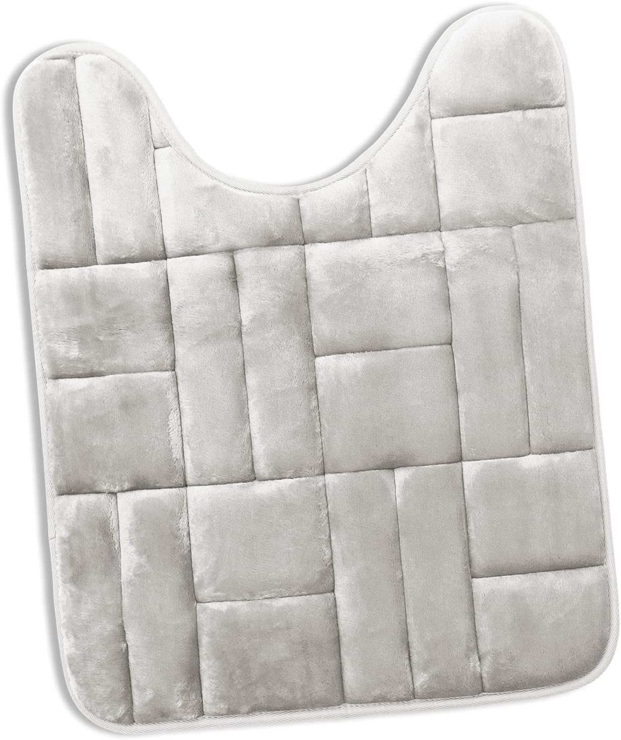 Clara Clark Contour Bath Mat, Non-Slip Velvet Memory Foam Bathroom Rug, Machine Wash, Dries Quickly, Soft and Plush Toilet U-Shaped Bath Rug, 20 x 24 Inch, Tiled Design - Teal