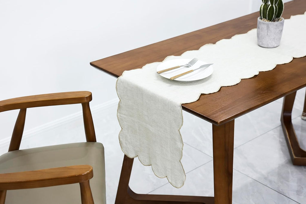 Linen Embroidered Table Runner 72 Inch