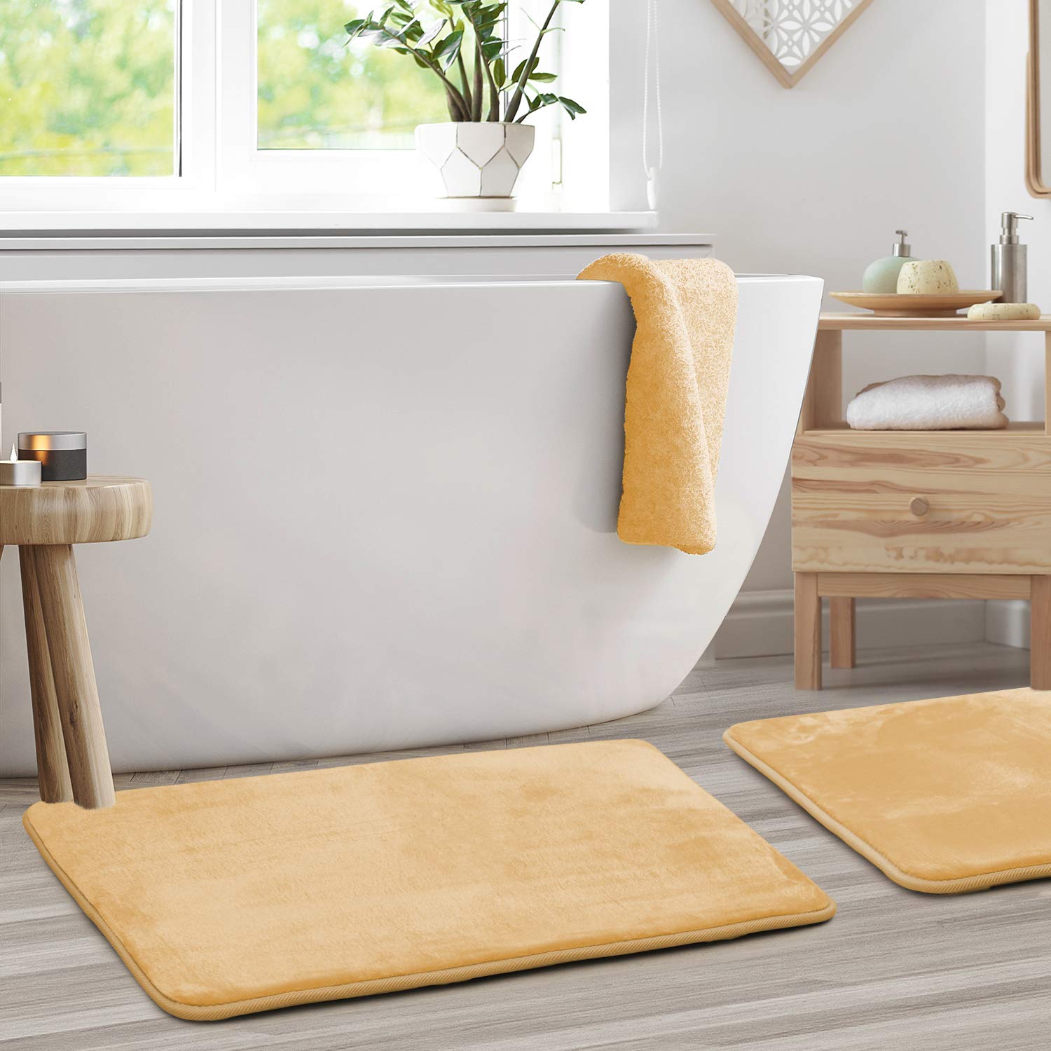 Clara Clark U-Shaped Contour Rug 24" x 19" - Memory Foam Bath Mat, Plush, Cozy, Ultra Soft, Non Slip, Perfect for U-Shaped Toilet Rug, Rugs for Bathroom, Machine Washable, Quick Dry - Blue Heaven