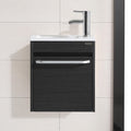 16 Inch Floating Vanity Bathroom Wall Mounted Vanity with Sink Basin & Chrome Faucet Set for Small Spaces (Black)
