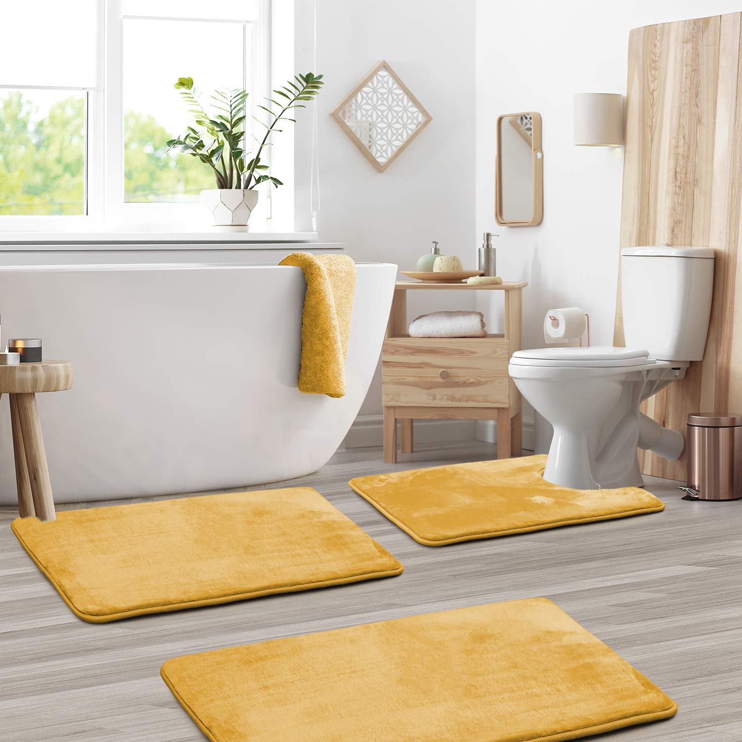 Clara Clark U-Shaped Contour Rug 24" x 19" - Memory Foam Bath Mat, Plush, Cozy, Ultra Soft, Non Slip, Perfect for U-Shaped Toilet Rug, Rugs for Bathroom, Machine Washable, Quick Dry - Blue Heaven