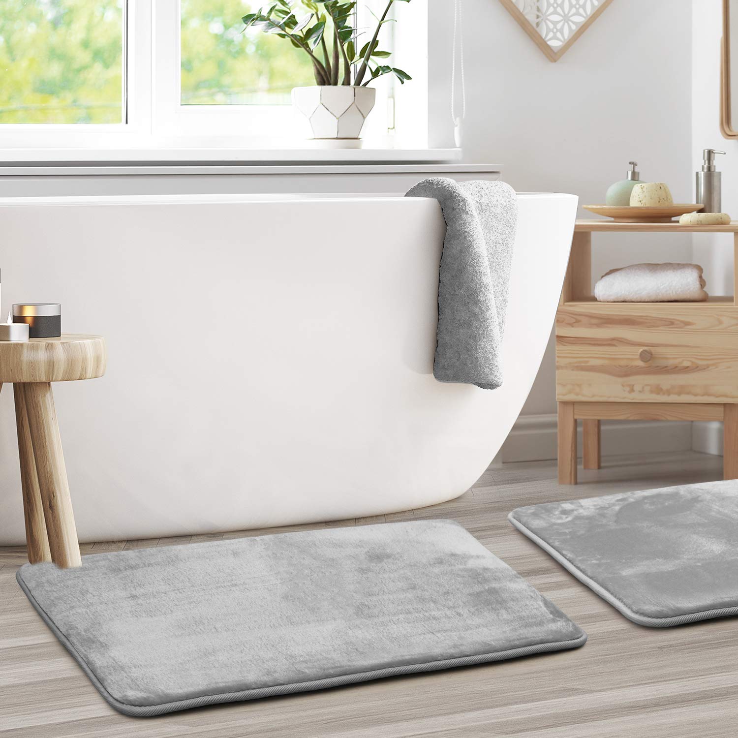 Clara Clark U-Shaped Contour Rug 24" x 19" - Memory Foam Bath Mat, Plush, Cozy, Ultra Soft, Non Slip, Perfect for U-Shaped Toilet Rug, Rugs for Bathroom, Machine Washable, Quick Dry - Blue Heaven