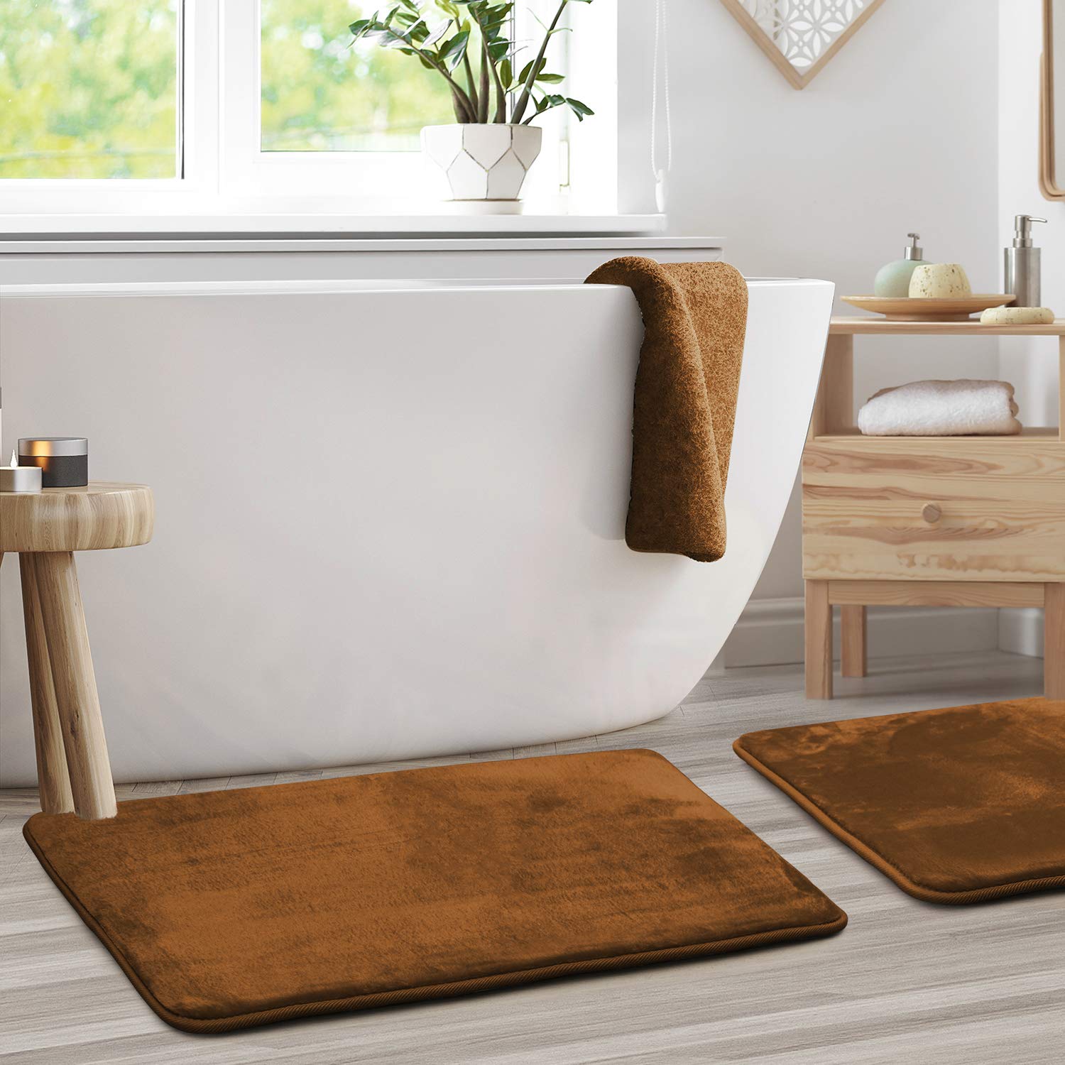 Clara Clark U-Shaped Contour Rug 24" x 19" - Memory Foam Bath Mat, Plush, Cozy, Ultra Soft, Non Slip, Perfect for U-Shaped Toilet Rug, Rugs for Bathroom, Machine Washable, Quick Dry - Blue Heaven