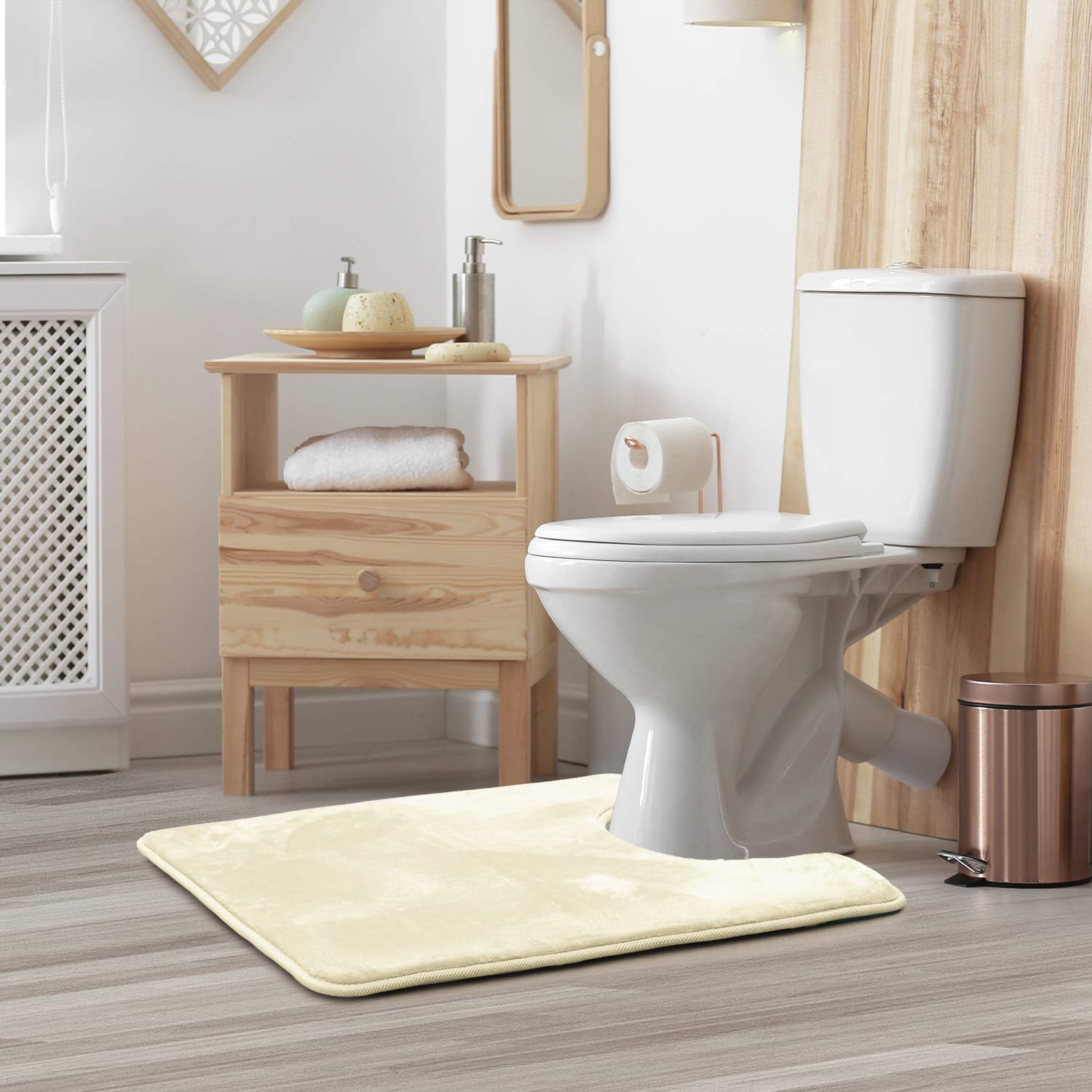 Clara Clark U-Shaped Contour Rug 24" x 19" - Memory Foam Bath Mat, Plush, Cozy, Ultra Soft, Non Slip, Perfect for U-Shaped Toilet Rug, Rugs for Bathroom, Machine Washable, Quick Dry - Blue Heaven