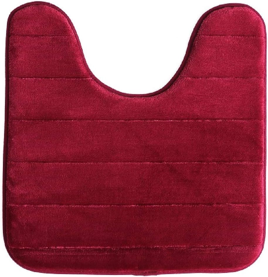 Memory Foam Toilet Bathroom Mat, Soft and Comfortable U-Shaped, Thick Water Absorption Non-Slip and Machine Wash and Easier to Dry for Bath Commode 20 X 24 Inches Contour Rug (Burgundy)