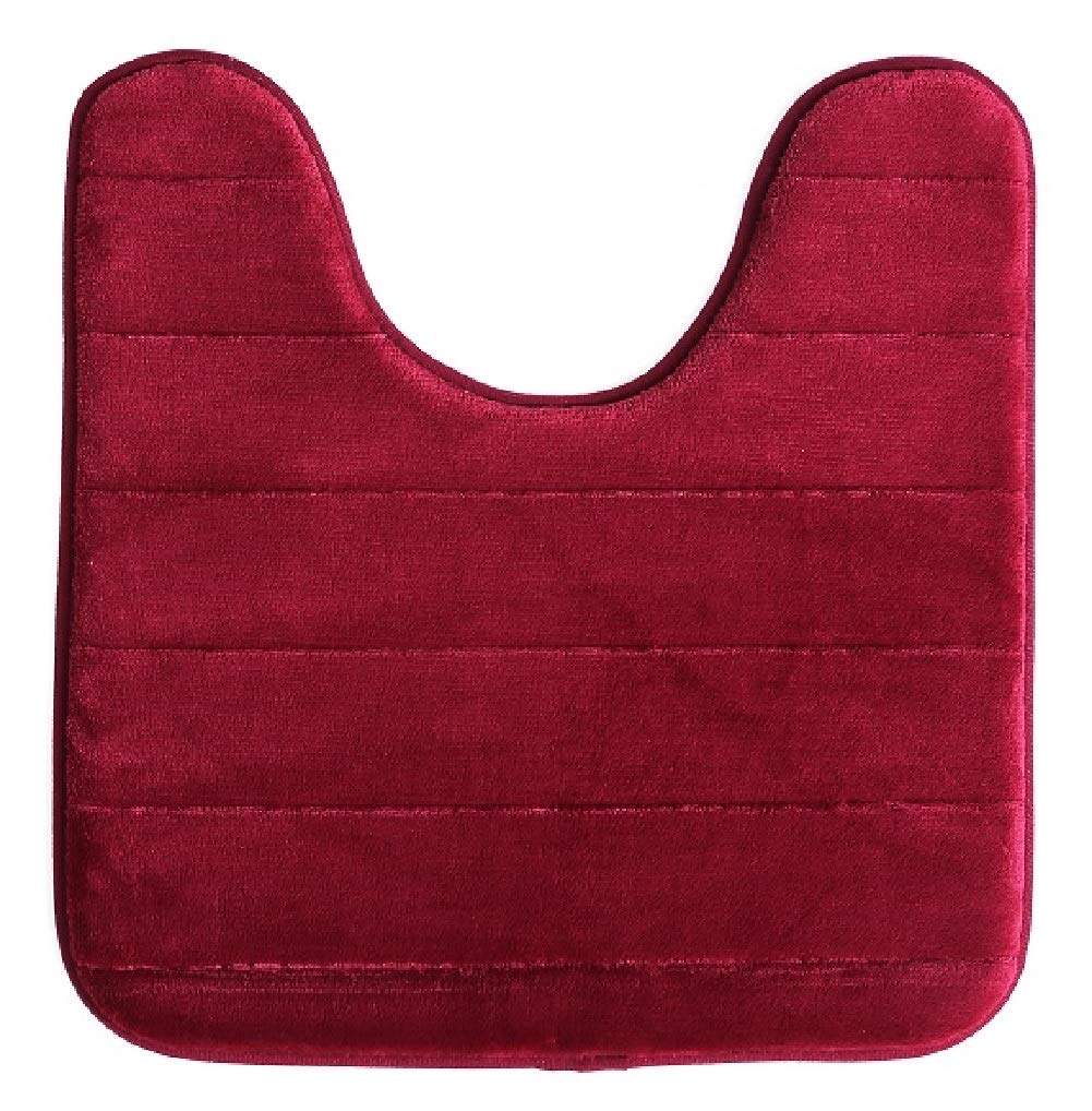 Memory Foam Toilet Bathroom Mat, Soft and Comfortable U-Shaped, Thick Water Absorption Non-Slip and Machine Wash and Easier to Dry for Bath Commode 20 X 24 Inches Contour Rug (Burgundy)