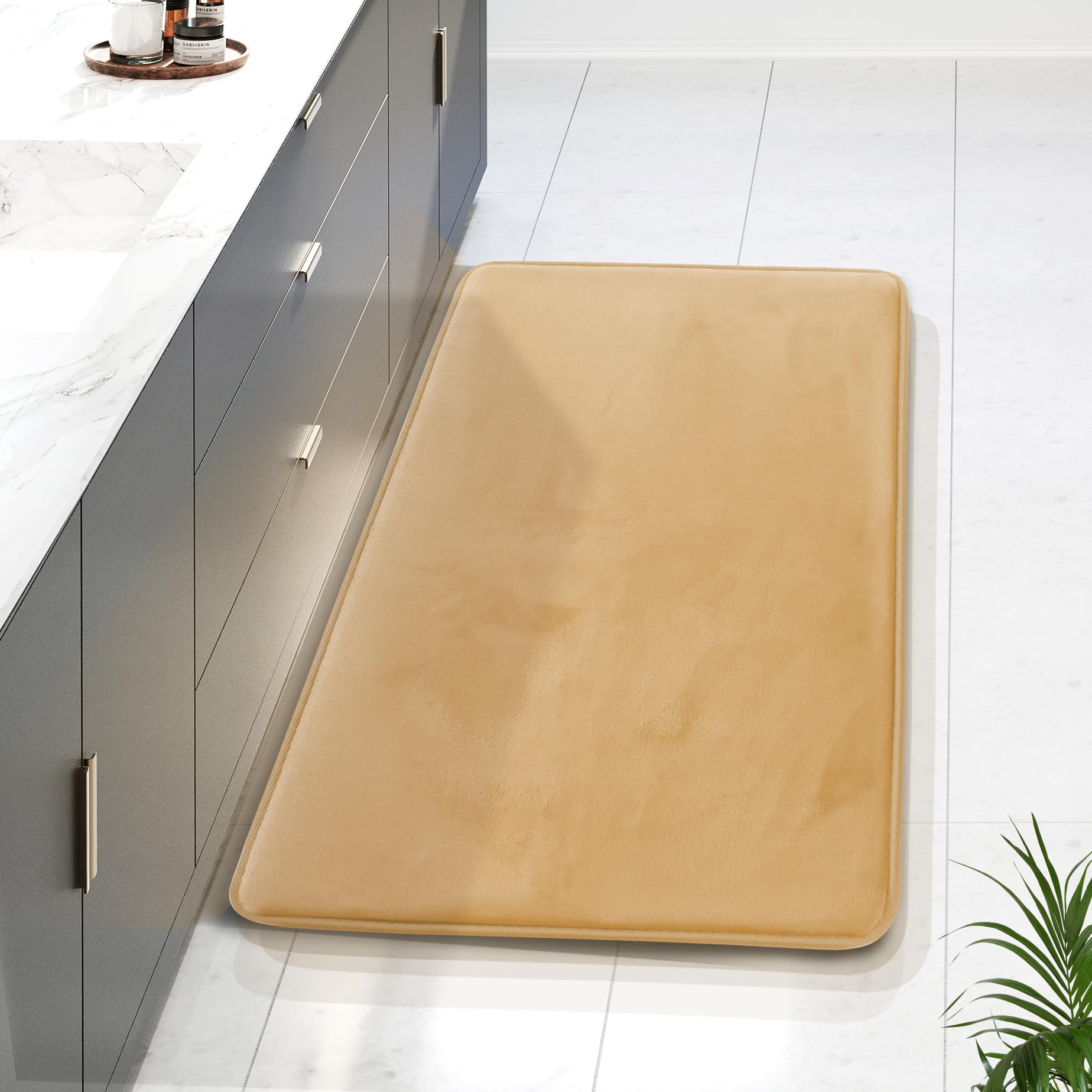 Clara Clark 3 Piece Bathroom Rugs Bath Mat Set, Velvet Memory Foam Bath Mats for Bathroom - Non-Slip, PVC Backing Bath Rugs, Washable - Dries Quickly, Black