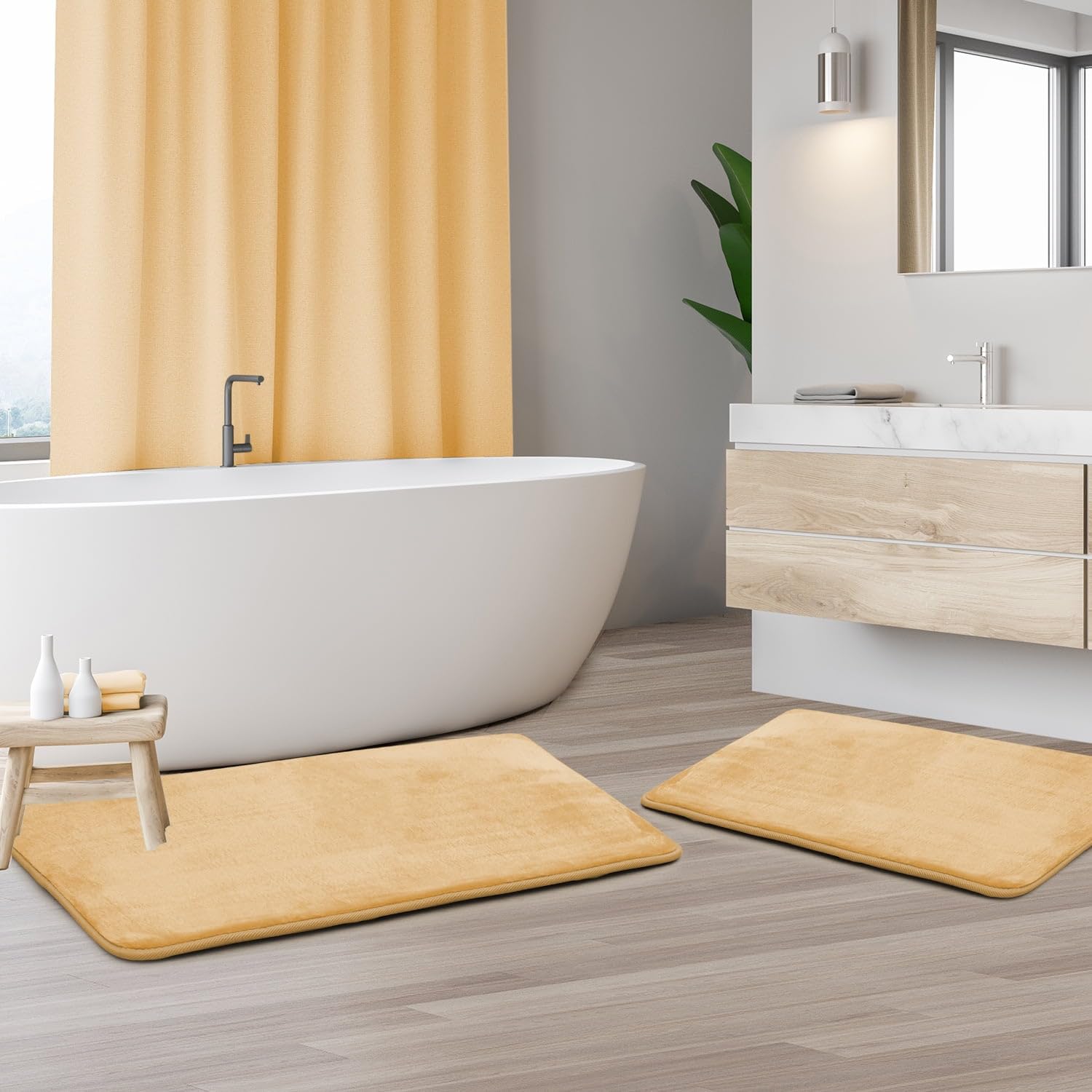 Nestl 1 Contour Bath Rug, Absorbent Memory Foam Bath Mat Bathroom Rug, Gray, 24"x20"