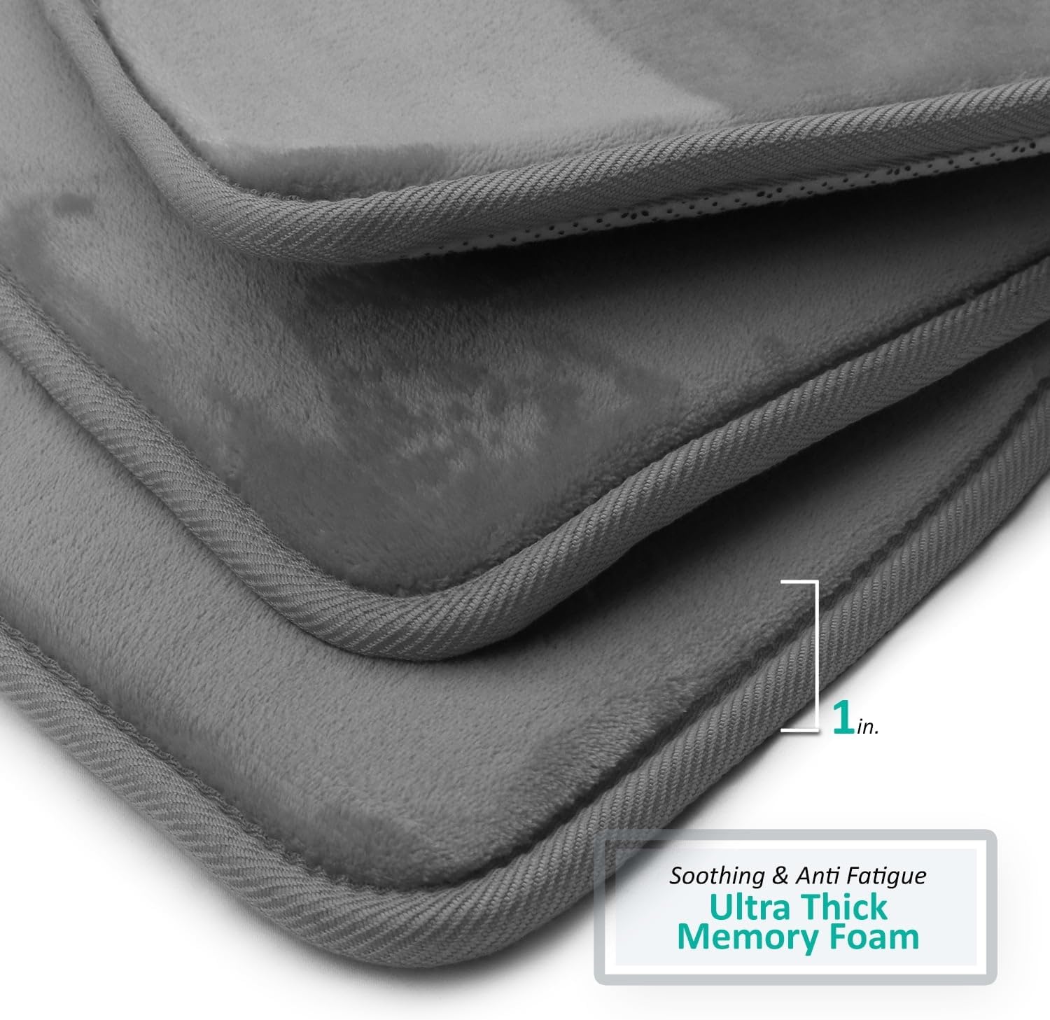 Nestl 1 Contour Bath Rug, Absorbent Memory Foam Bath Mat Bathroom Rug, Gray, 24"x20"