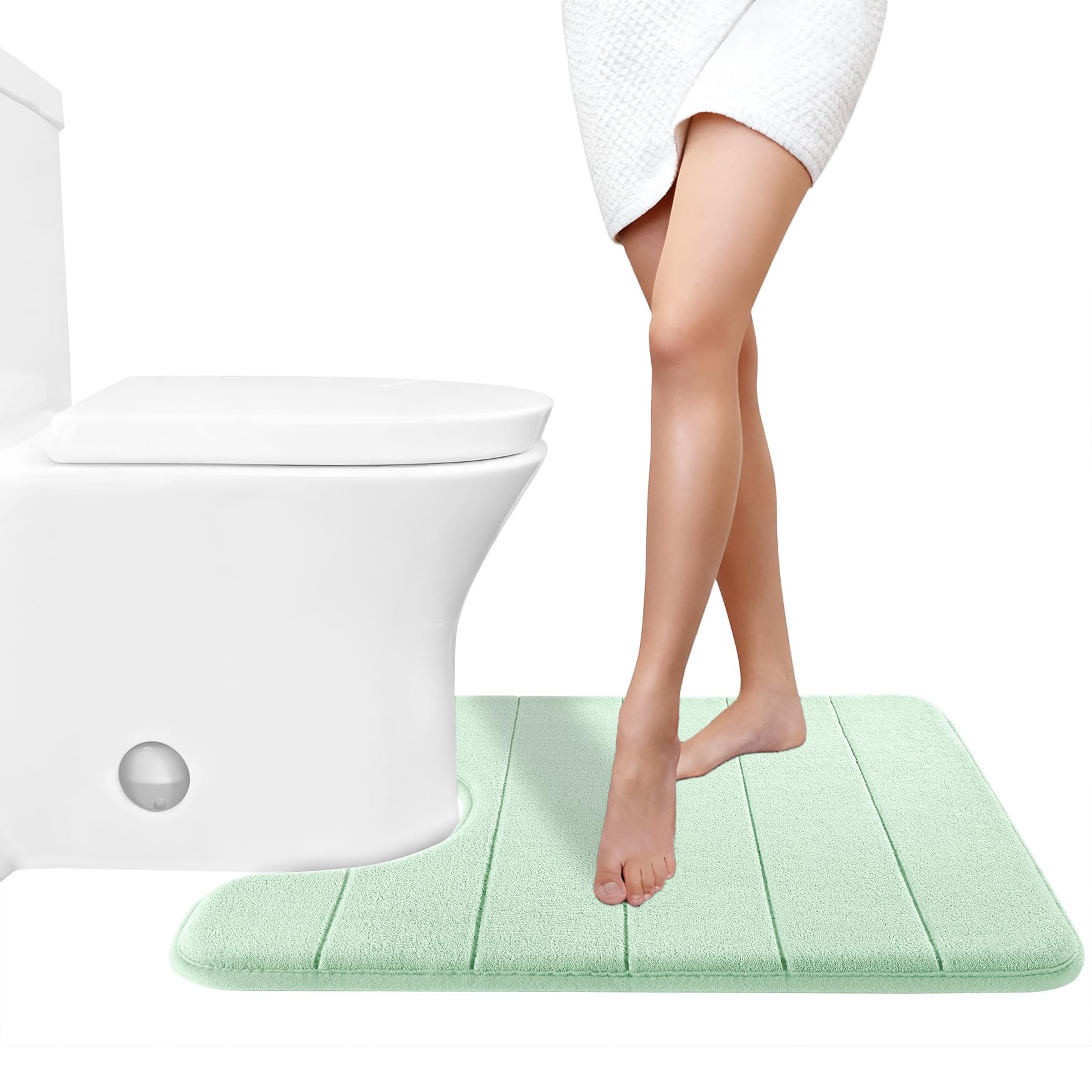 Yimobra Memory Foam Toilet Bath Mat U-Shaped, Soft and Comfortable, Super Water Absorption, Non-Slip, Thick, Machine Wash and Easier to Dry for Bathroom Commode Contour Rug, 24 X 20 Inches, Black