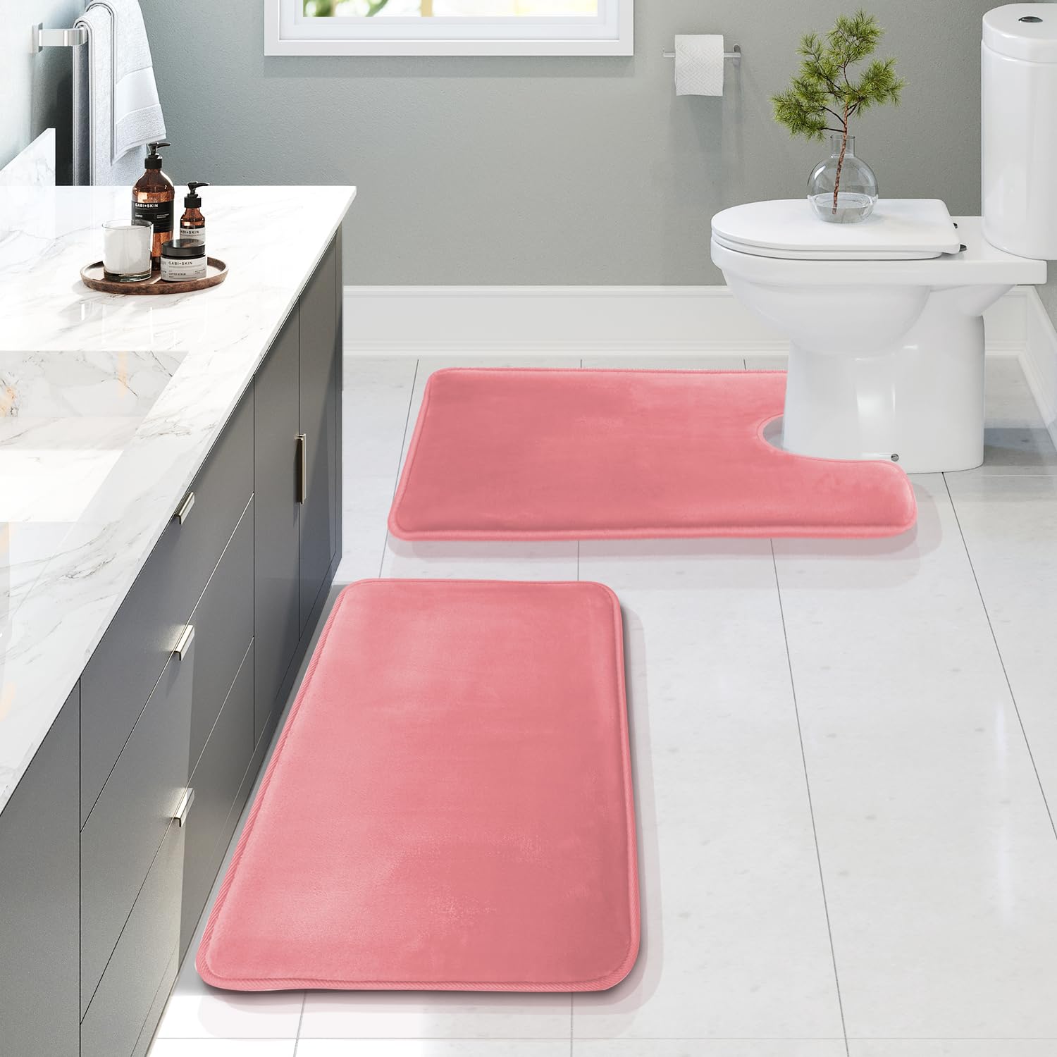 Clara Clark Bathroom Rugs, Velvet Memory Foam Bath Mat, Non-Slip Bath Rugs, Machine Wash, Dries Quickly, Ultra Soft Plush Bath Mats for Bathroom,