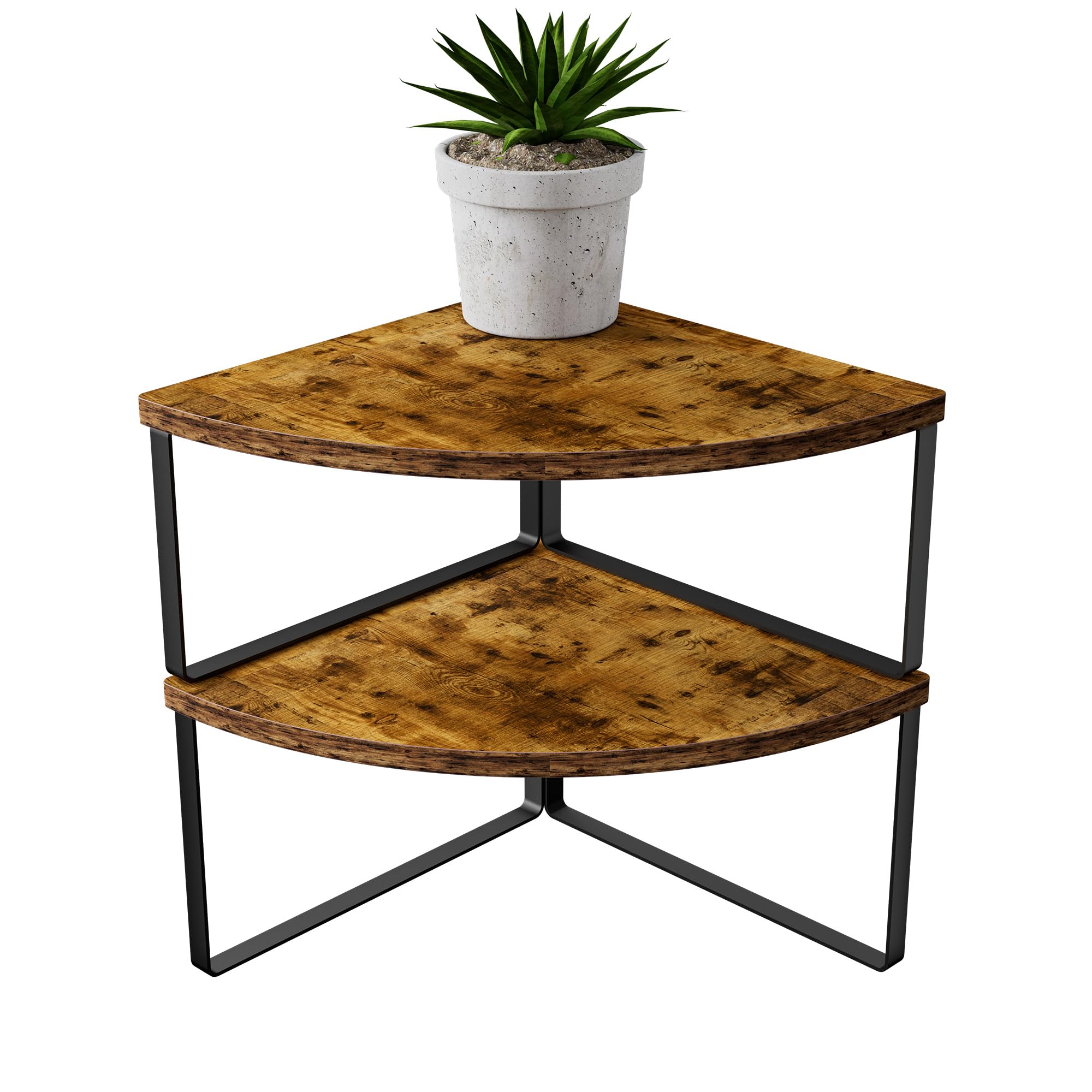 Golener Countertop Organizer Corner Shelf, 2-Tier Adjustable Stackable Corner Shelves for Kitchen, Spice Rack, Coffee Area, Over Sink, Bathroom, Dresser Table, Corner Counter Shelf Stand, Rustic Brown