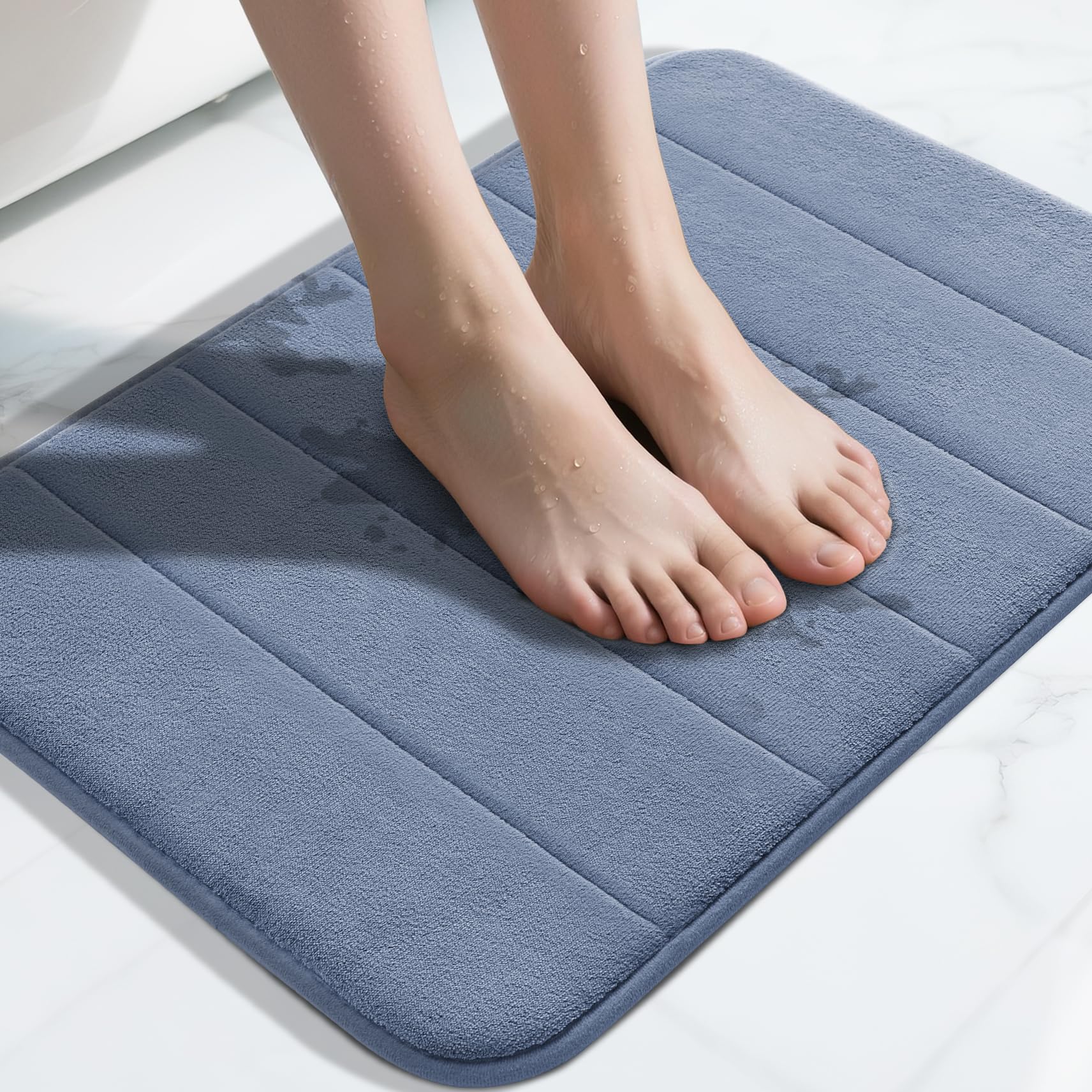 Yimobra Memory Foam Toilet Bath Mat U-Shaped, Soft and Comfortable, Super Water Absorption, Non-Slip, Thick, Machine Wash and Easier to Dry for Bathroom Commode Contour Rug, 24 X 20 Inches, Black